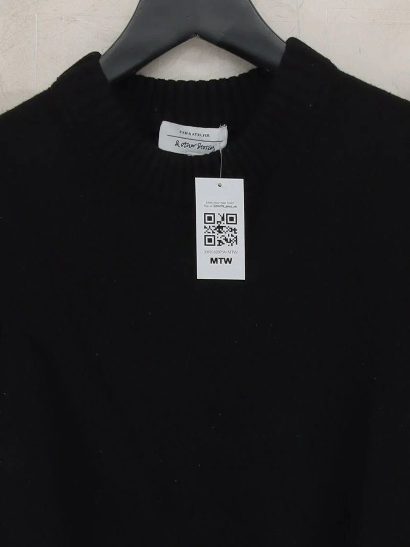 & Other Stories Women's Jumper XS Black Wool with Cotton Crew Neck Vest - Image 3