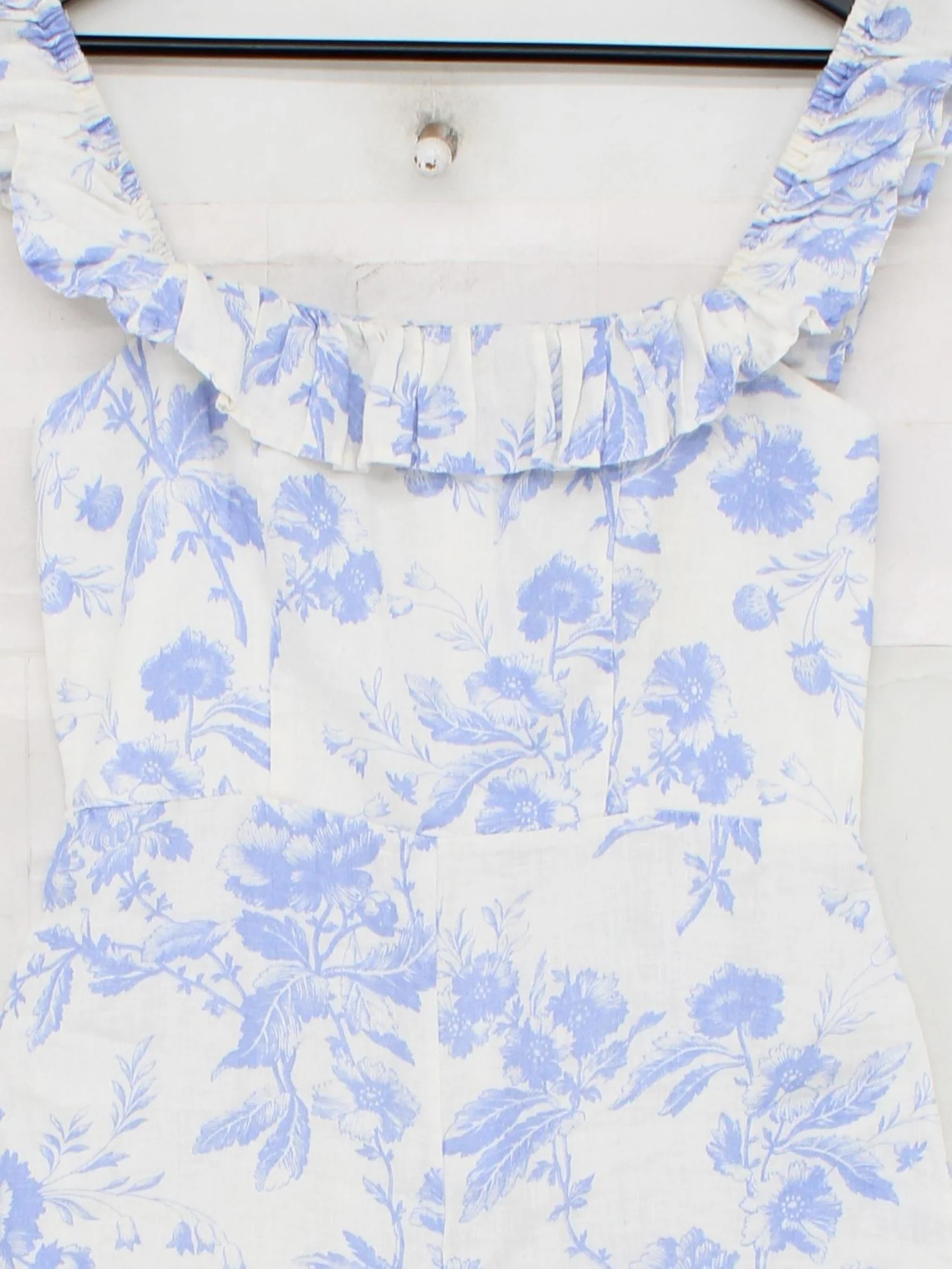 & Other Stories Women's Jumpsuit UK 12 White Floral 100% Linen Wide-Leg Jumpsuit - Image 3