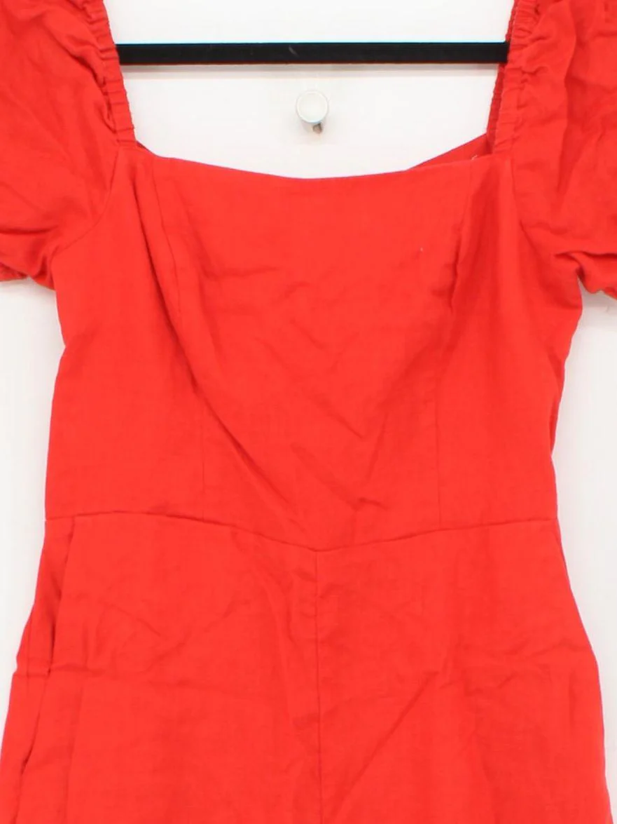 & Other Stories Women's Jumpsuit UK 8 Red Linen with Cotton Wide-Leg Jumpsuit - Image 3