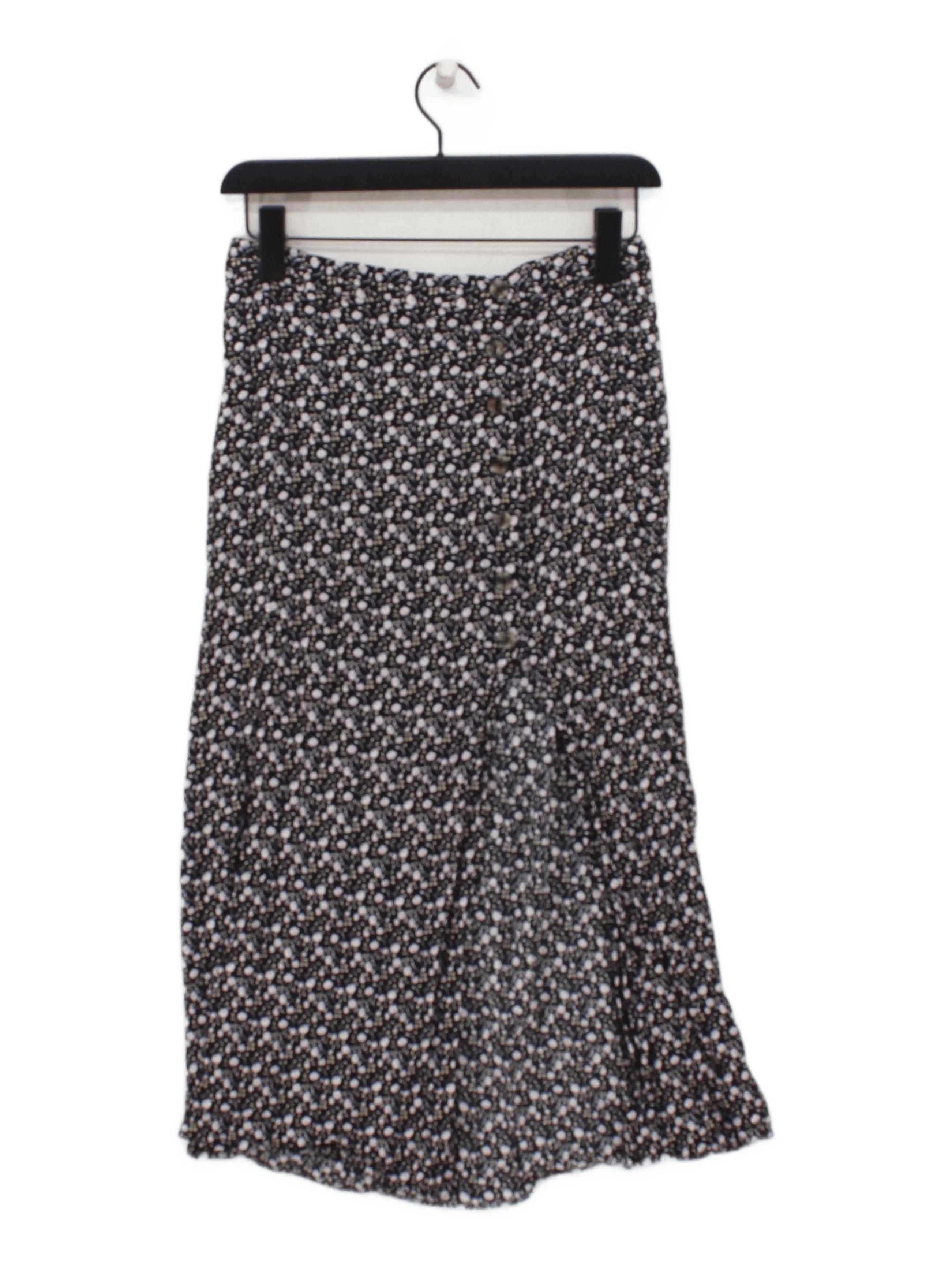 & Other Stories Women's Midi Skirt S Black Floral 100% Viscose Midi A-Line