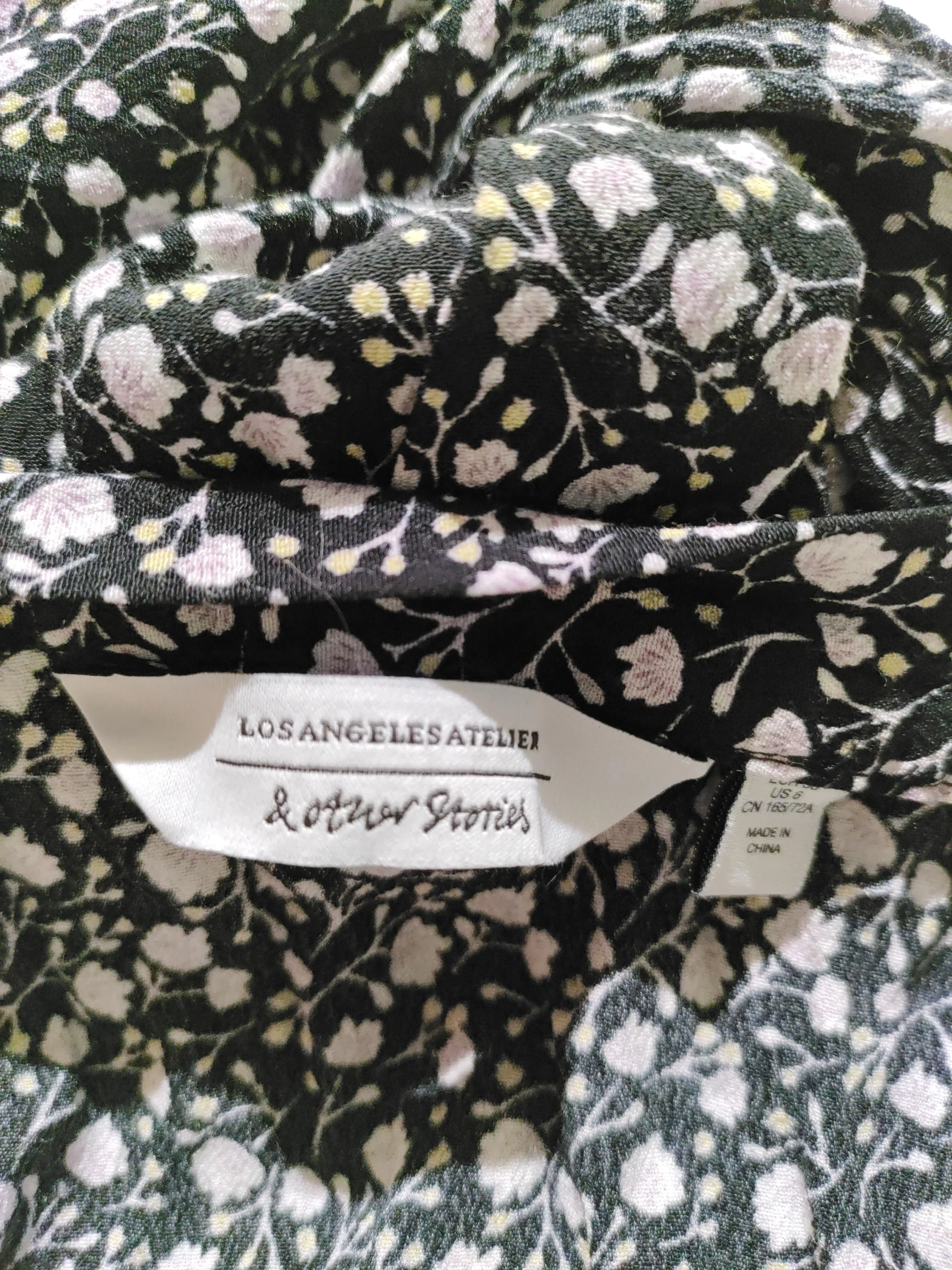 & Other Stories Women's Midi Skirt S Black Floral 100% Viscose Midi A-Line - Image 5