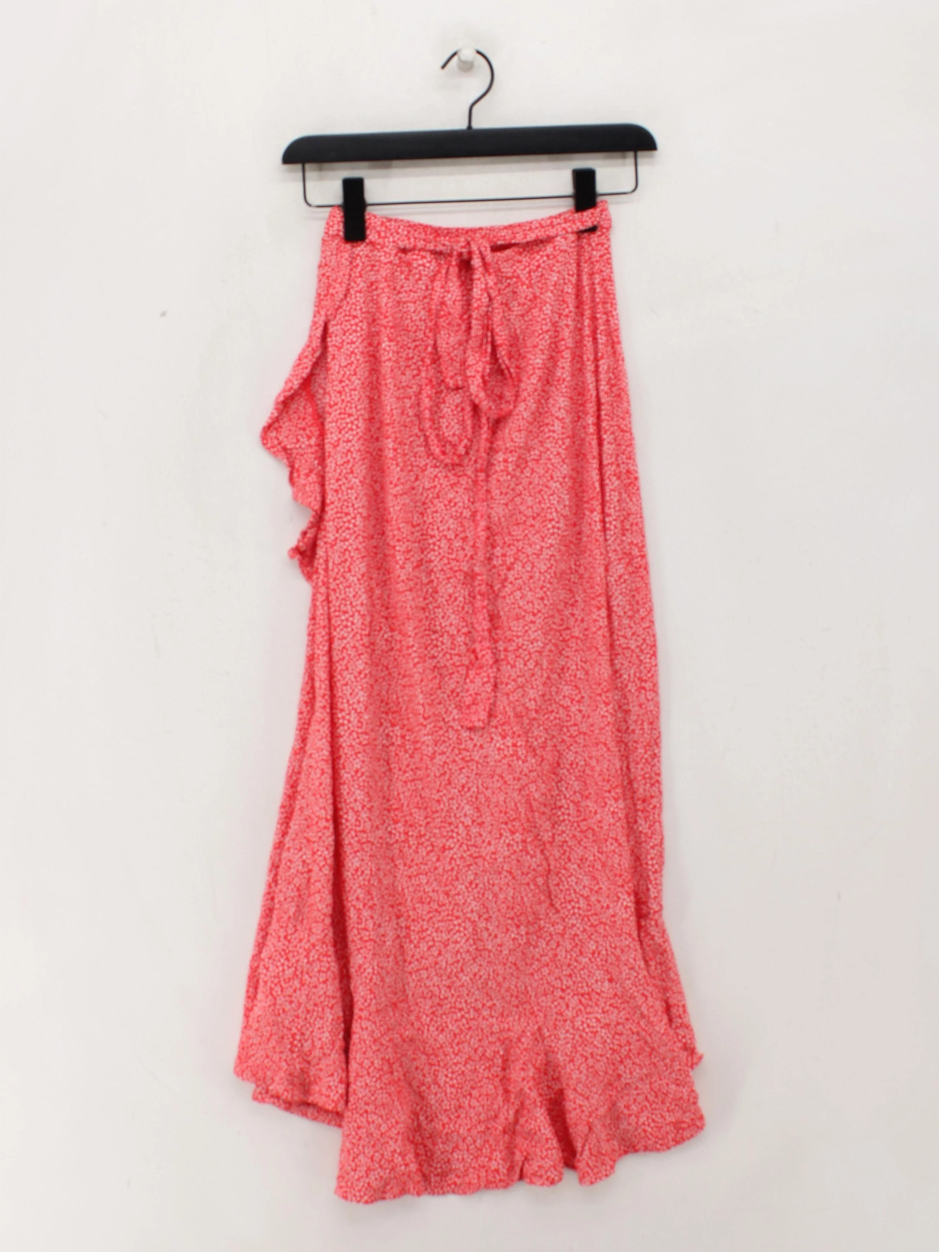 & Other Stories Women's Midi Skirt S Red Floral 100% Viscose Midi Wrap - Image 2