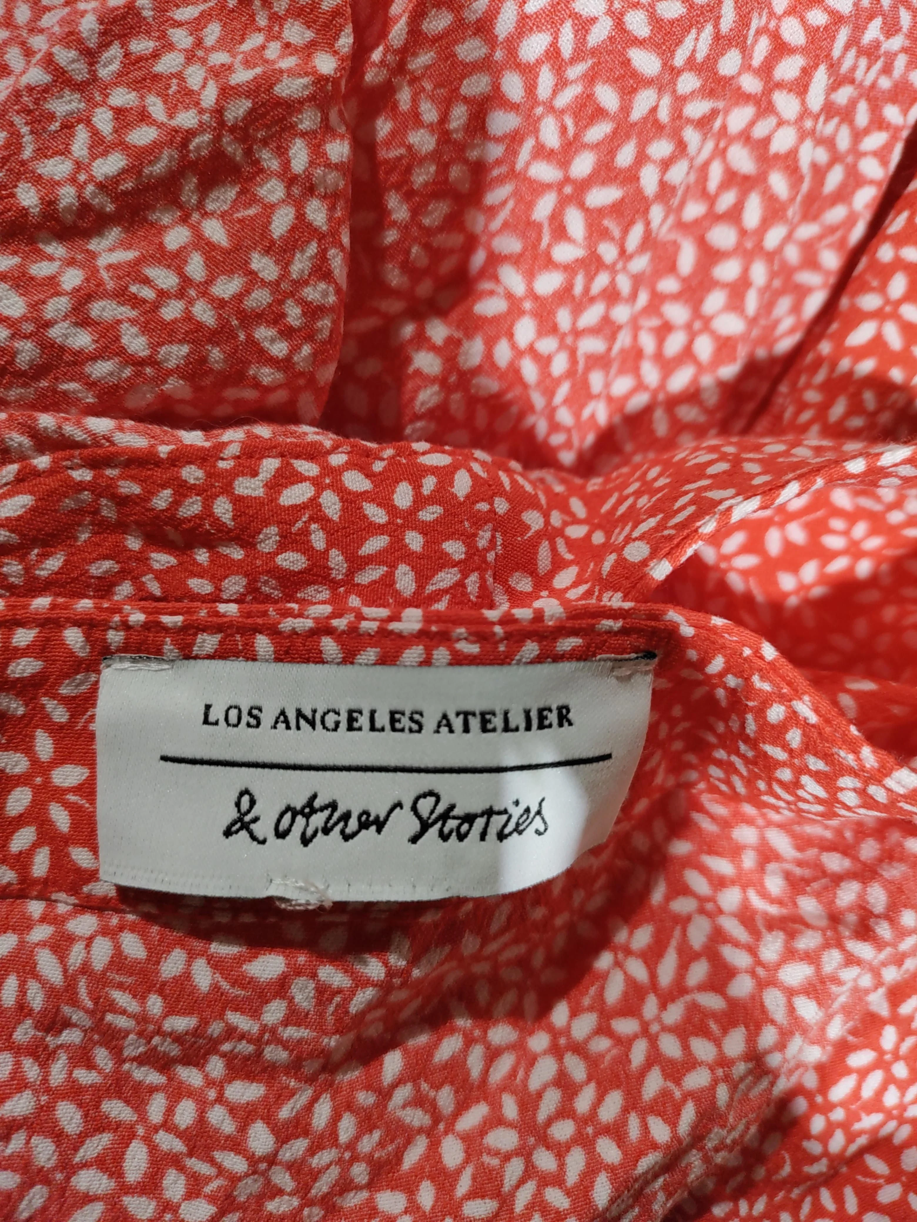 & Other Stories Women's Midi Skirt S Red Floral 100% Viscose Midi Wrap - Image 5