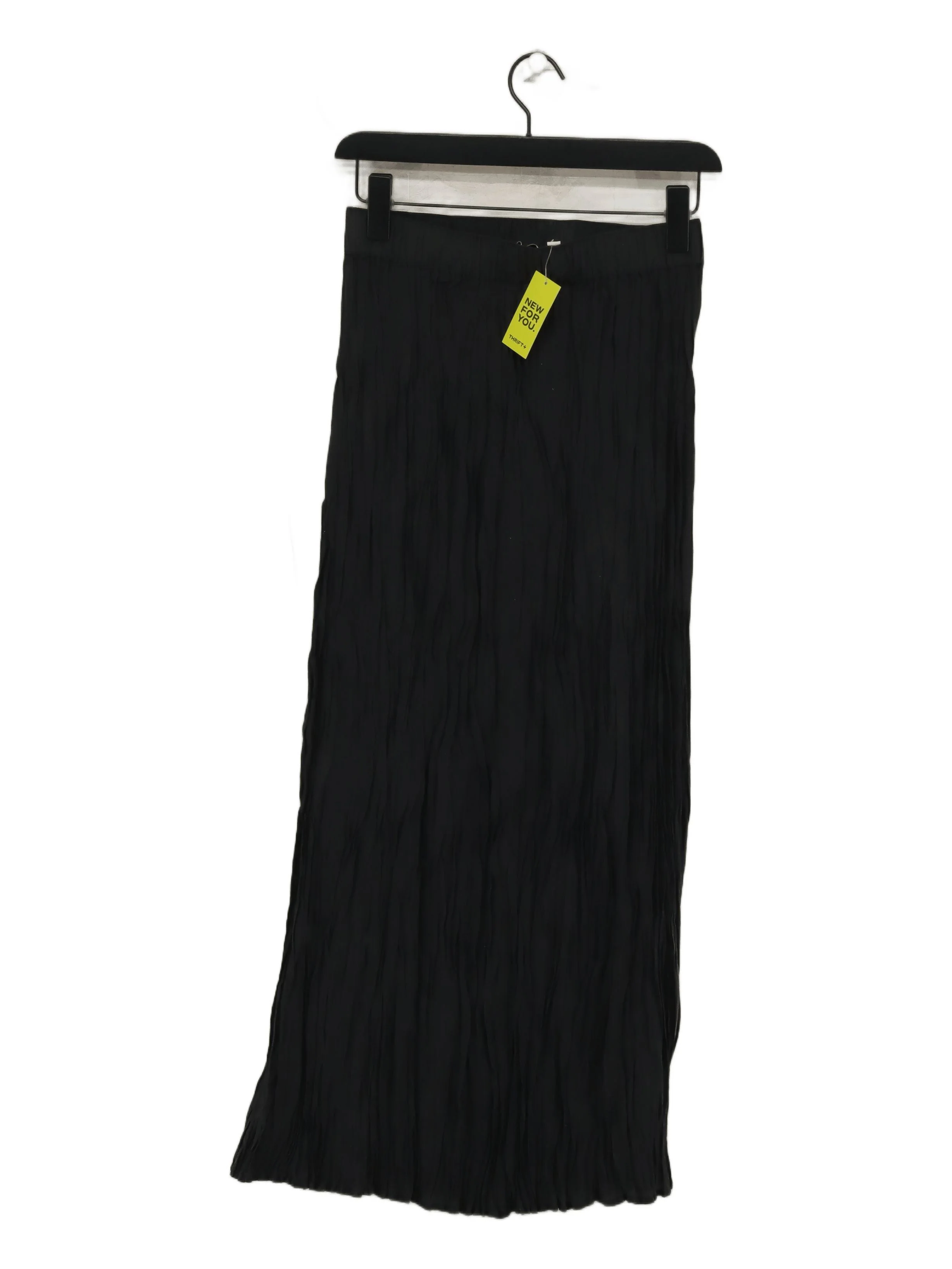 & Other Stories Women's Midi Skirt UK 8 Black 100% Silk Midi Pleated