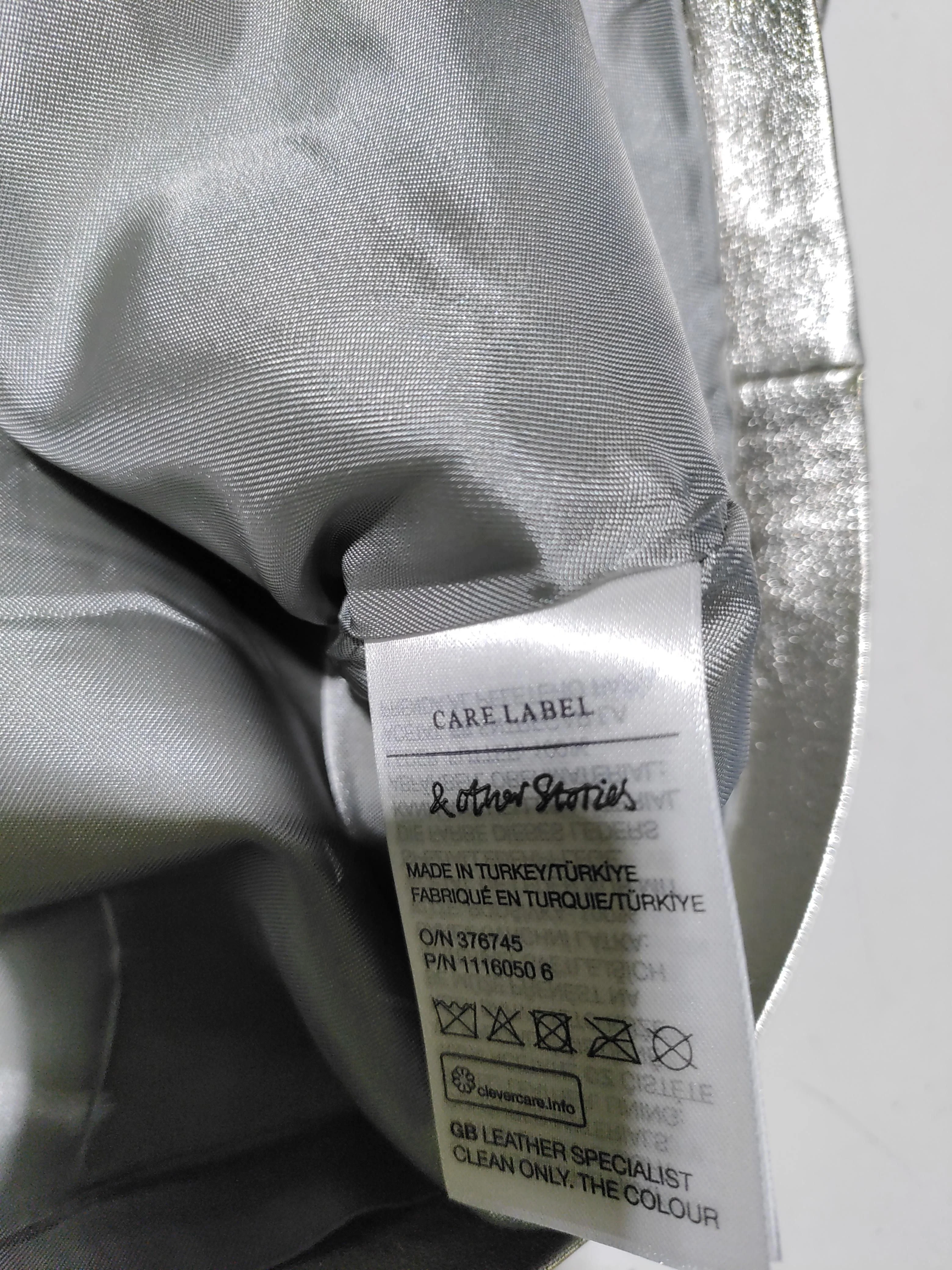 & Other Stories Women's Mini Skirt S Silver 100% Leather Short Mini - Image 6
