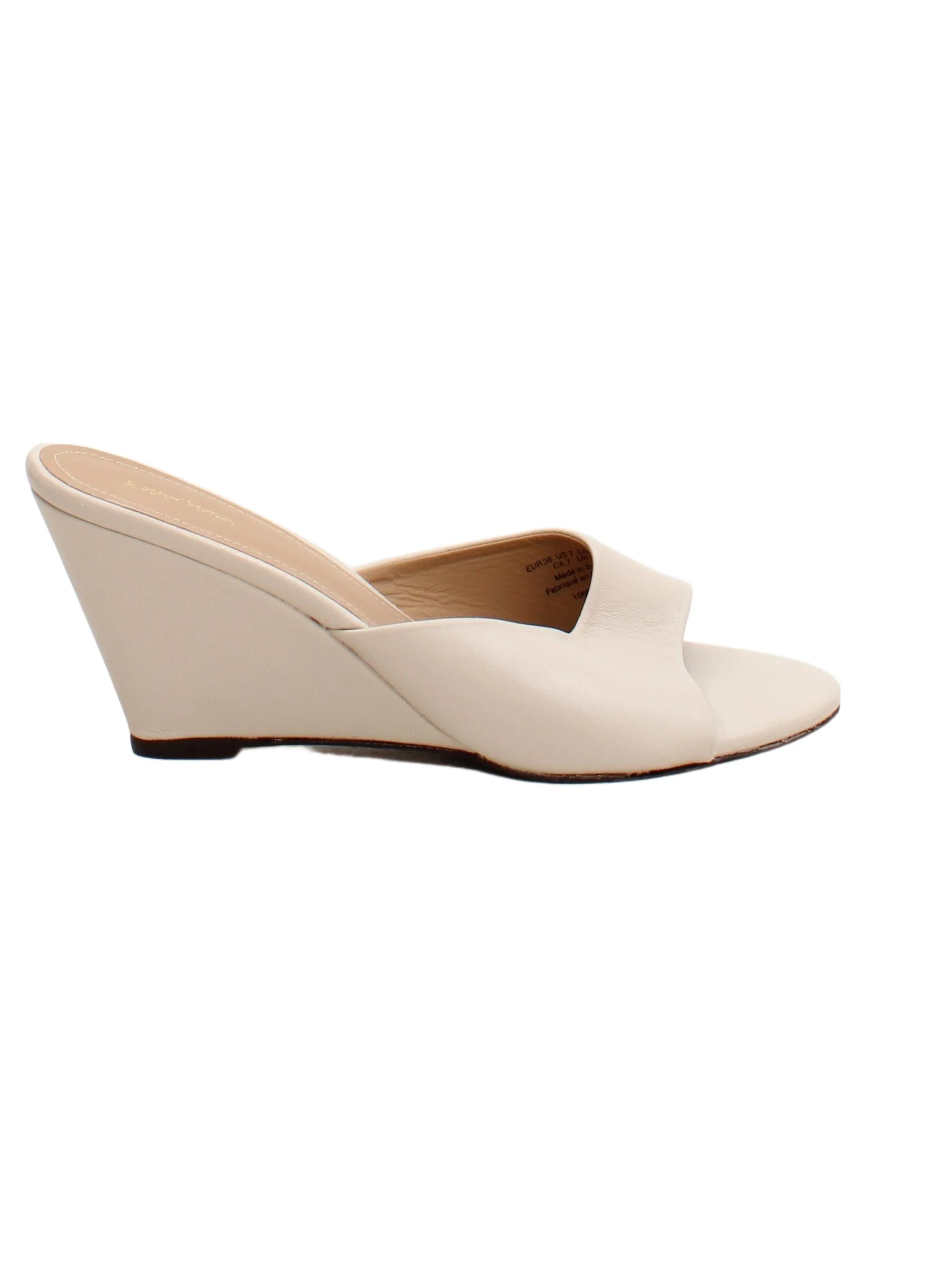 & Other Stories Women's Sandals UK 5 Cream 100% Leather Slider