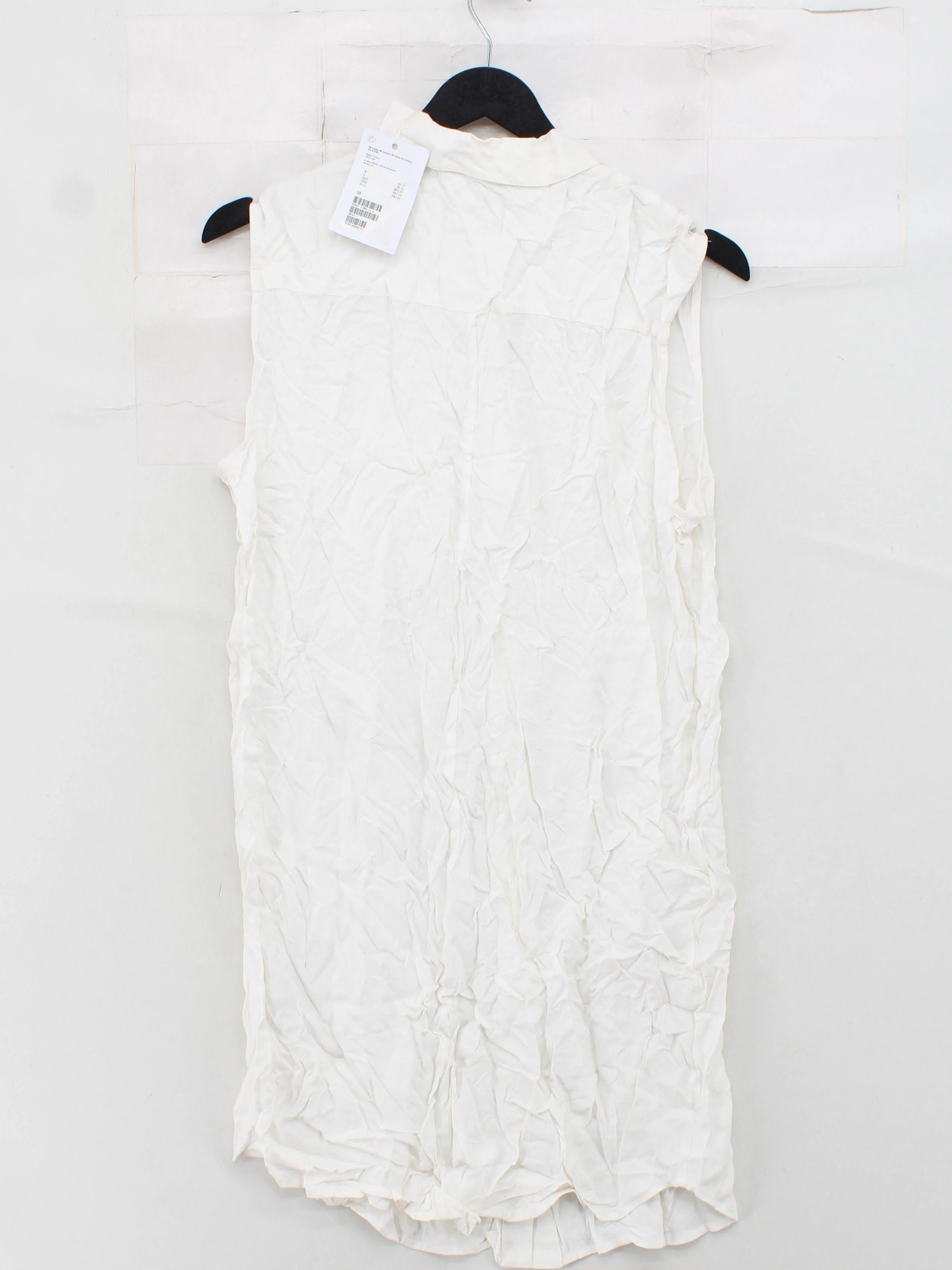 & Other Stories Women's Shirt UK 10 White 100% Viscose Sleeveless Collared Basic - Image 2