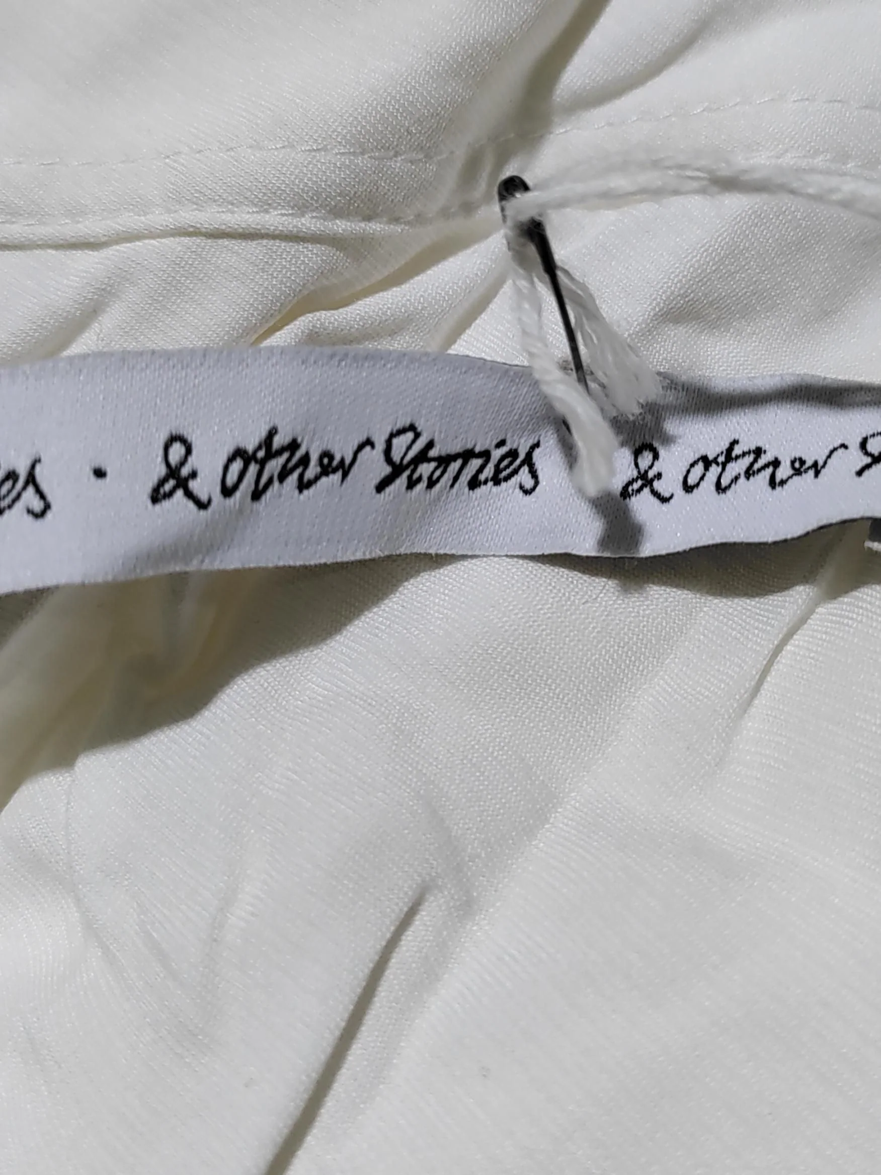 & Other Stories Women's Shirt UK 10 White 100% Viscose Sleeveless Collared Basic - Image 5