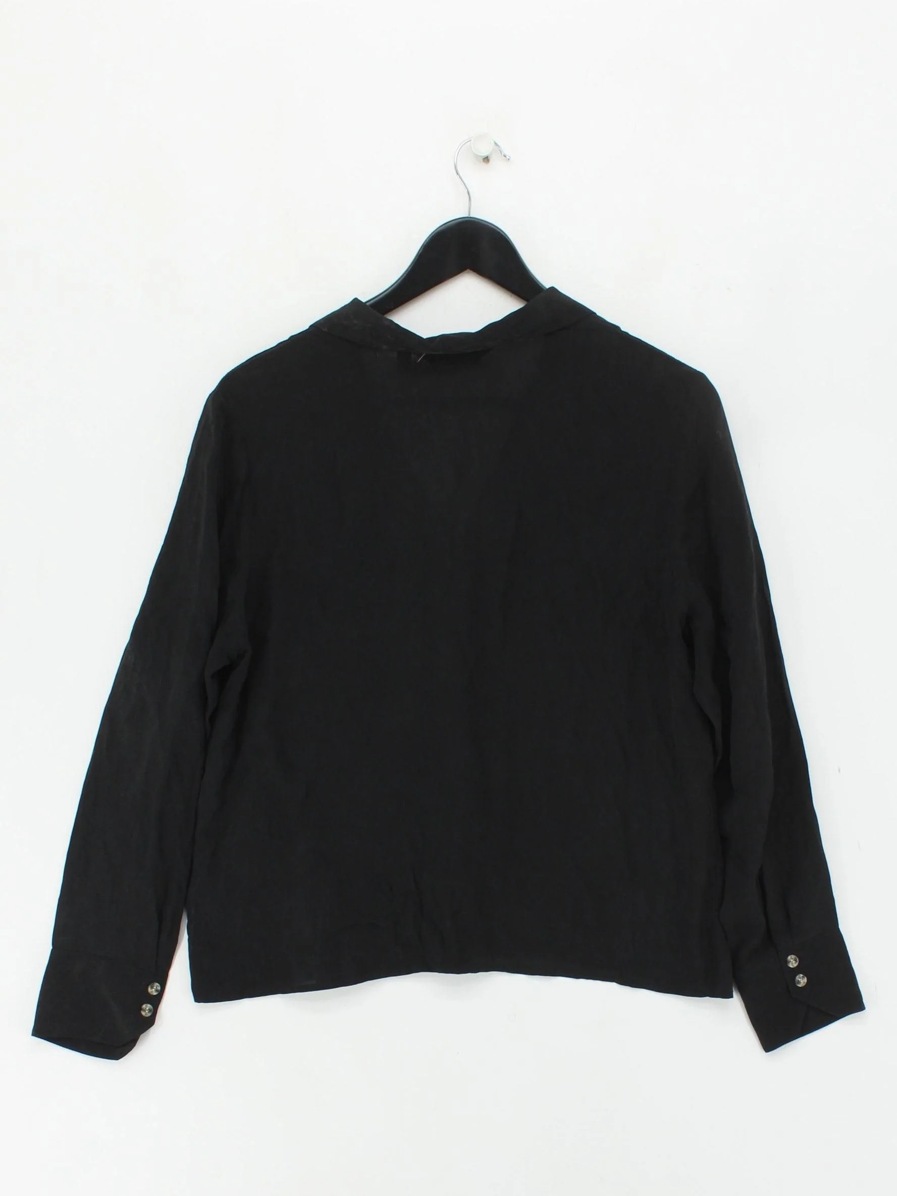 & Other Stories Women's Shirt UK 12 Black 100% Silk Long Sleeve Collared Basic - Image 2