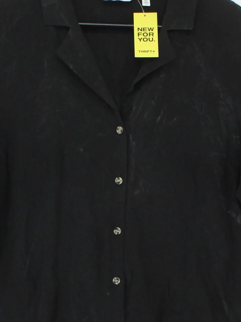& Other Stories Women's Shirt UK 12 Black 100% Silk Long Sleeve Collared Basic - Image 3