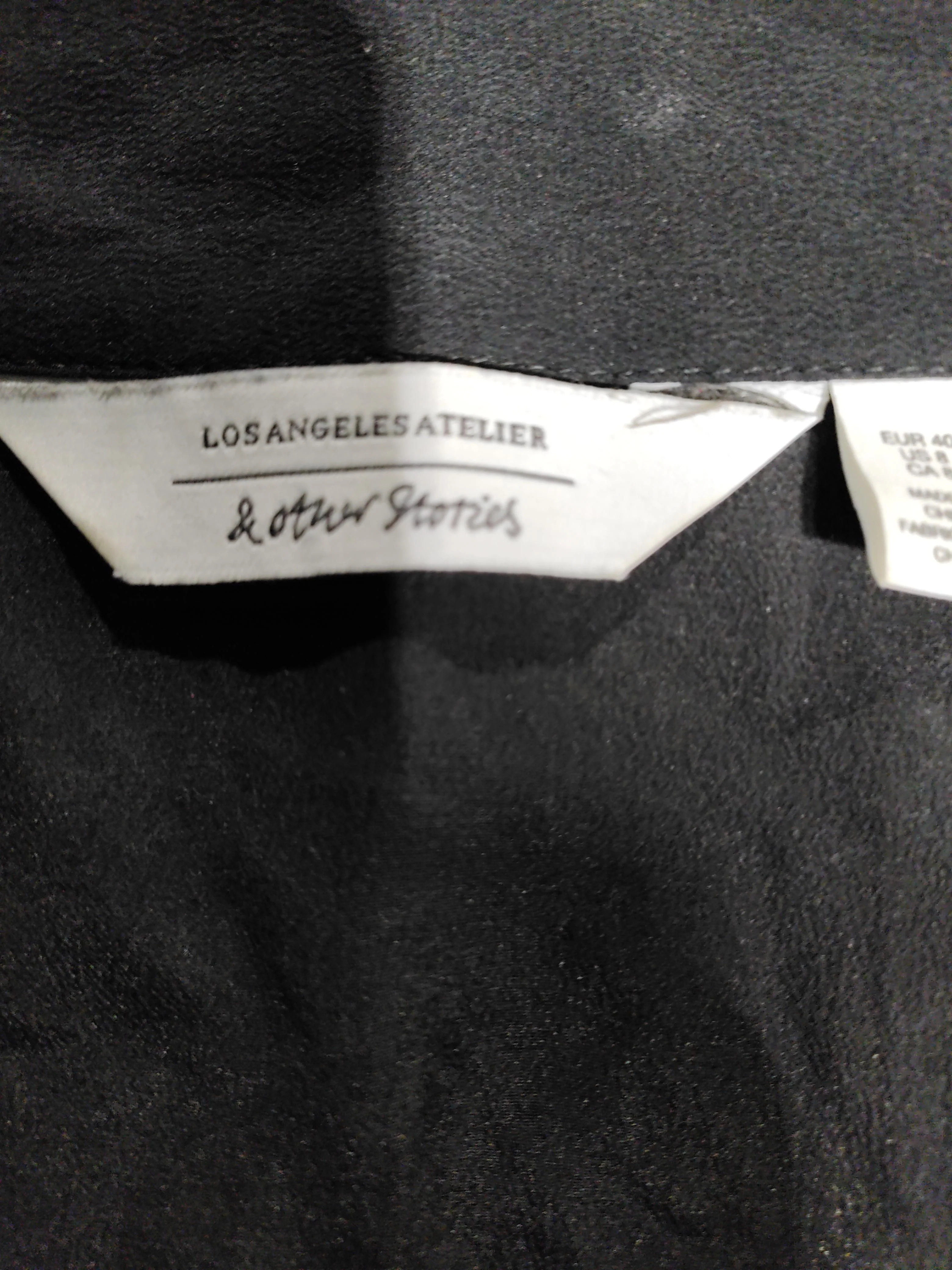 & Other Stories Women's Shirt UK 12 Black 100% Silk Long Sleeve Collared Basic - Image 5