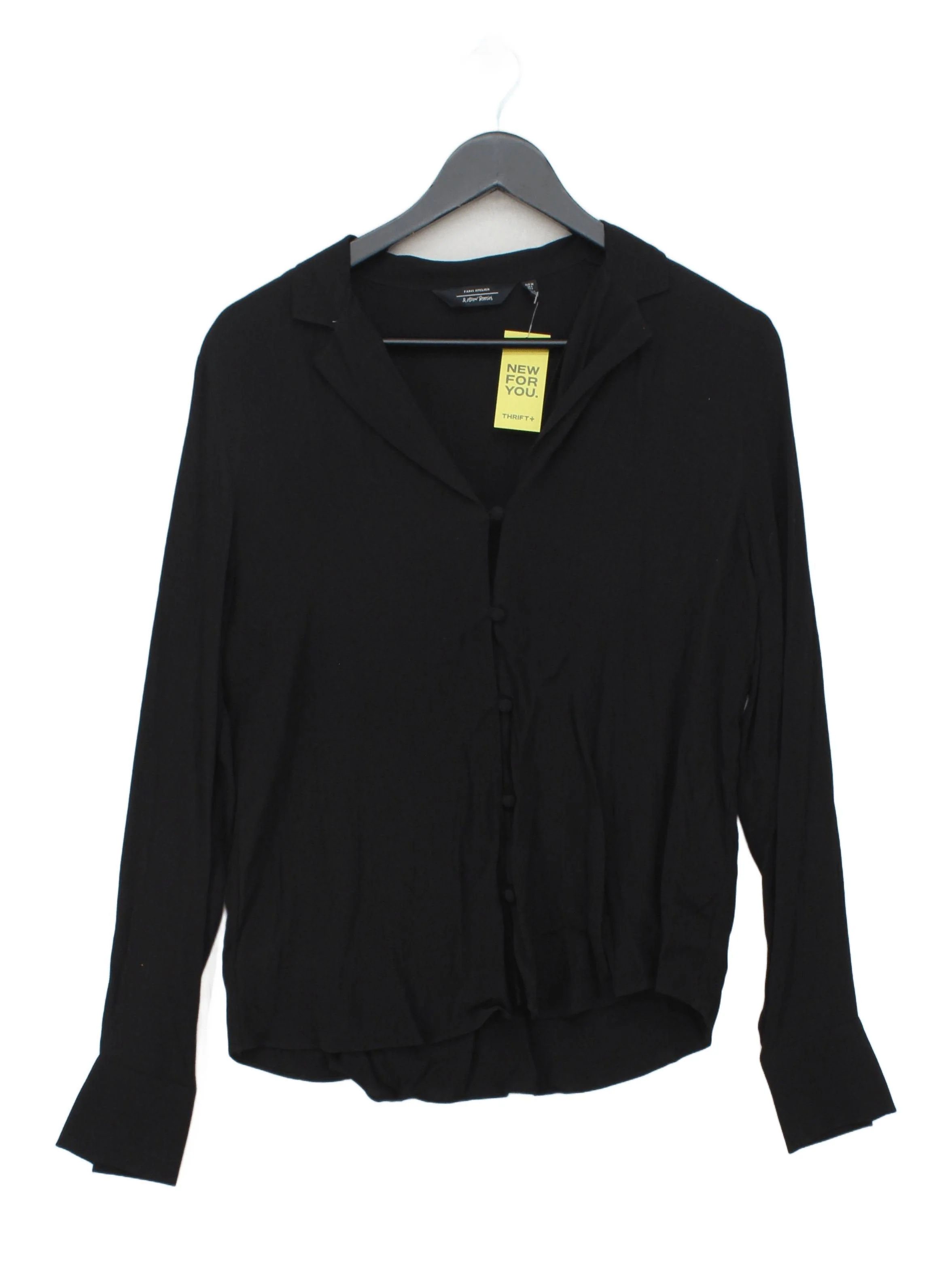 & Other Stories Women's Shirt UK 8 Black 100% Viscose Long Sleeve Collared Basic