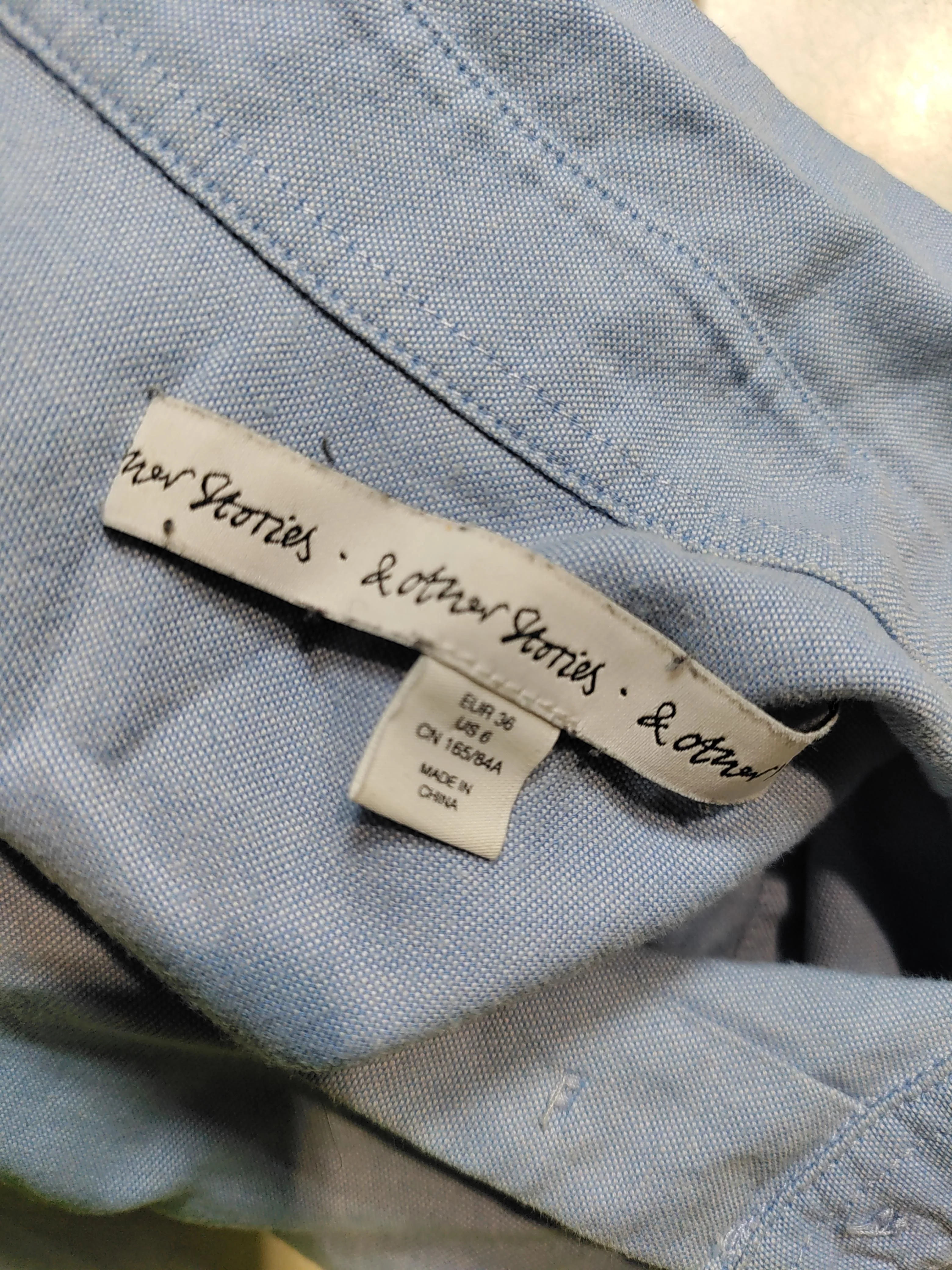 & Other Stories Women's Shirt UK 8 Blue 100% Cotton Long Sleeve Collared Basic - Image 5