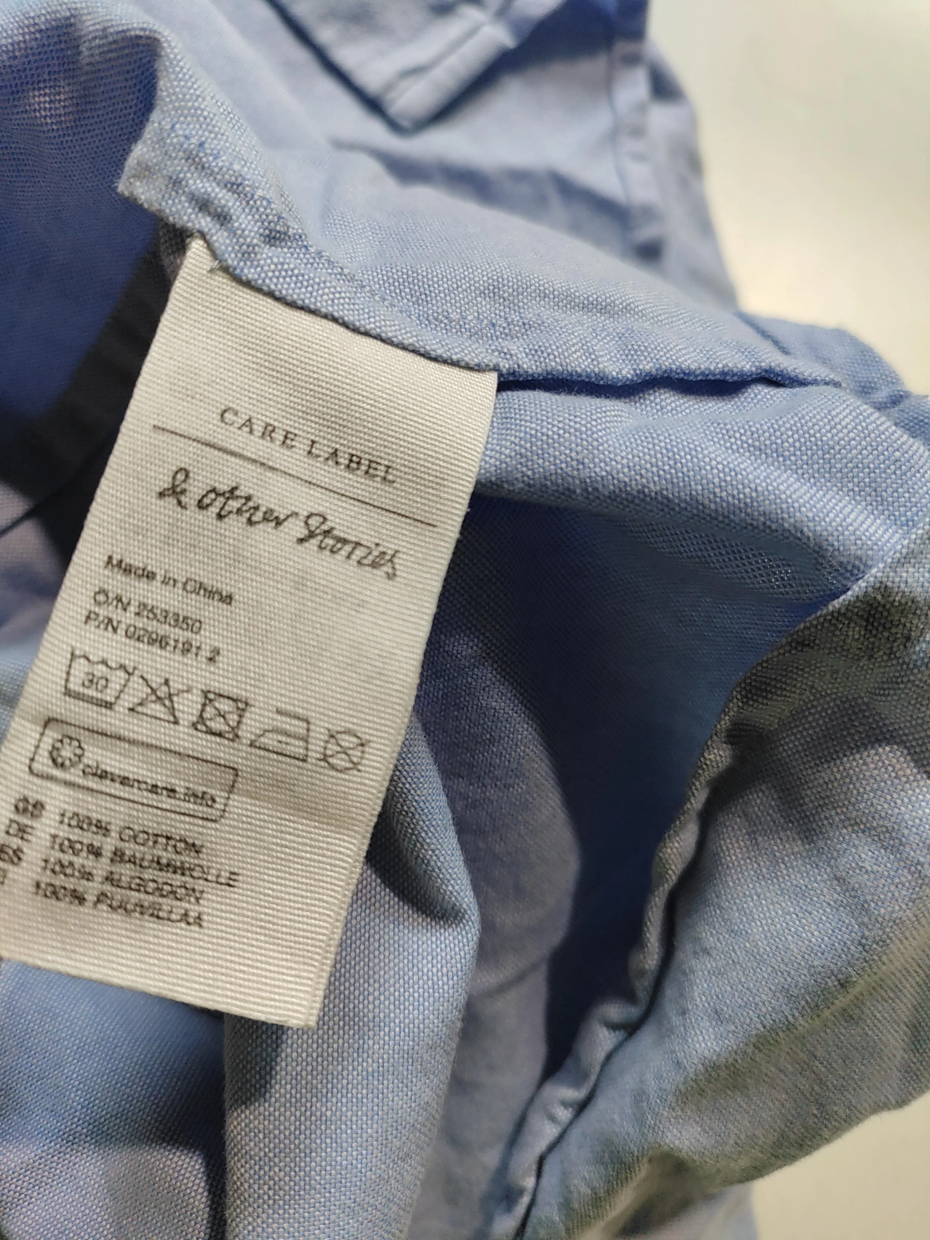 & Other Stories Women's Shirt UK 8 Blue 100% Cotton Long Sleeve Collared Basic - Image 6