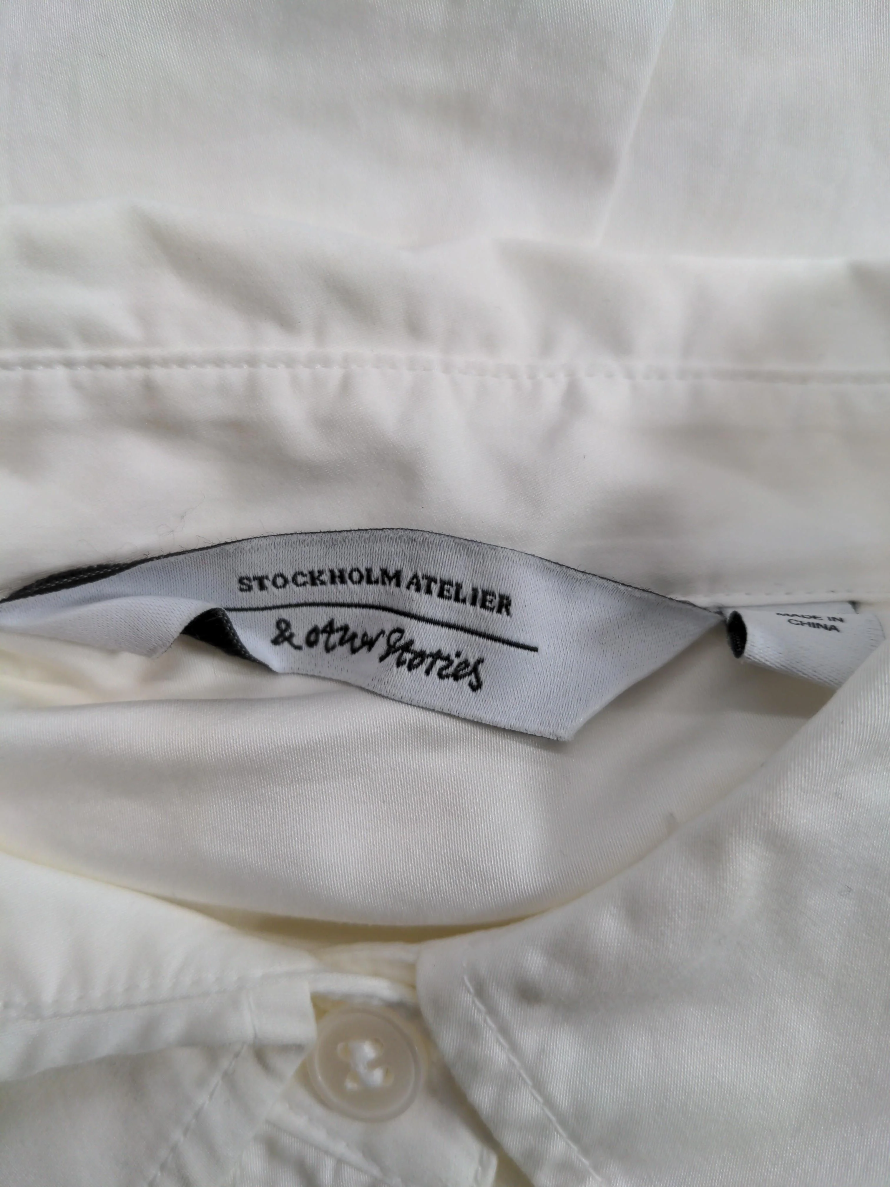 & Other Stories Women's Shirt XS White 100% Cotton Long Sleeve Collared Basic - Image 5