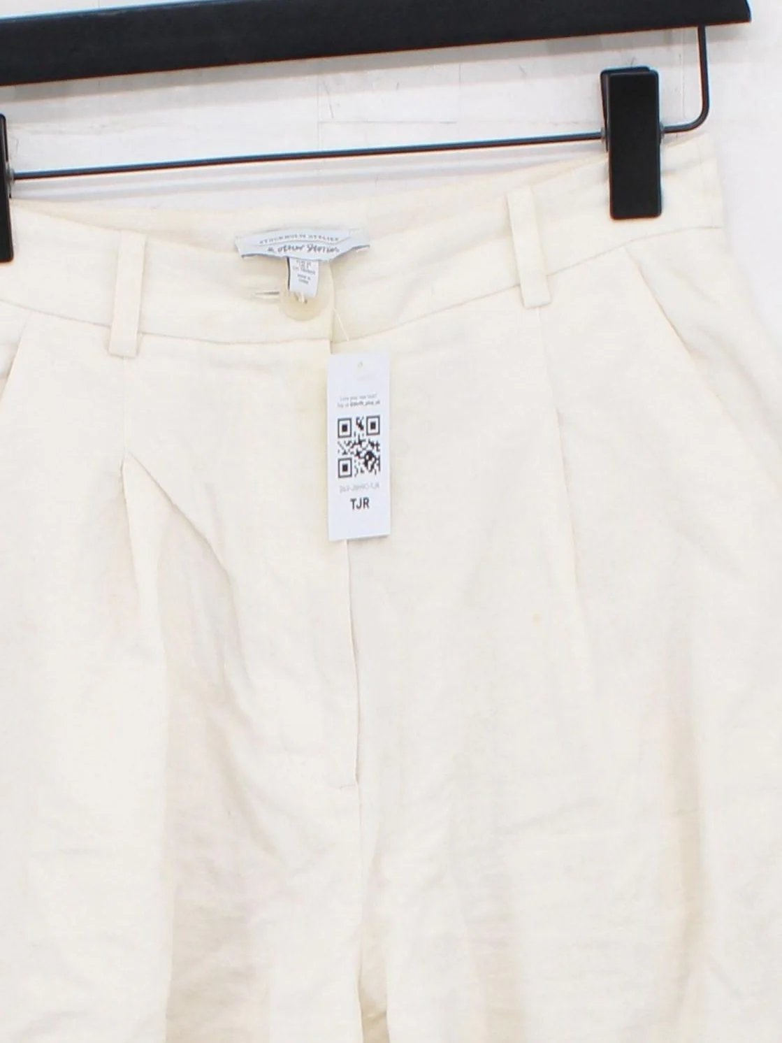 & Other Stories Women's Shorts UK 6 Cream Linen with Cotton Mom - Image 3