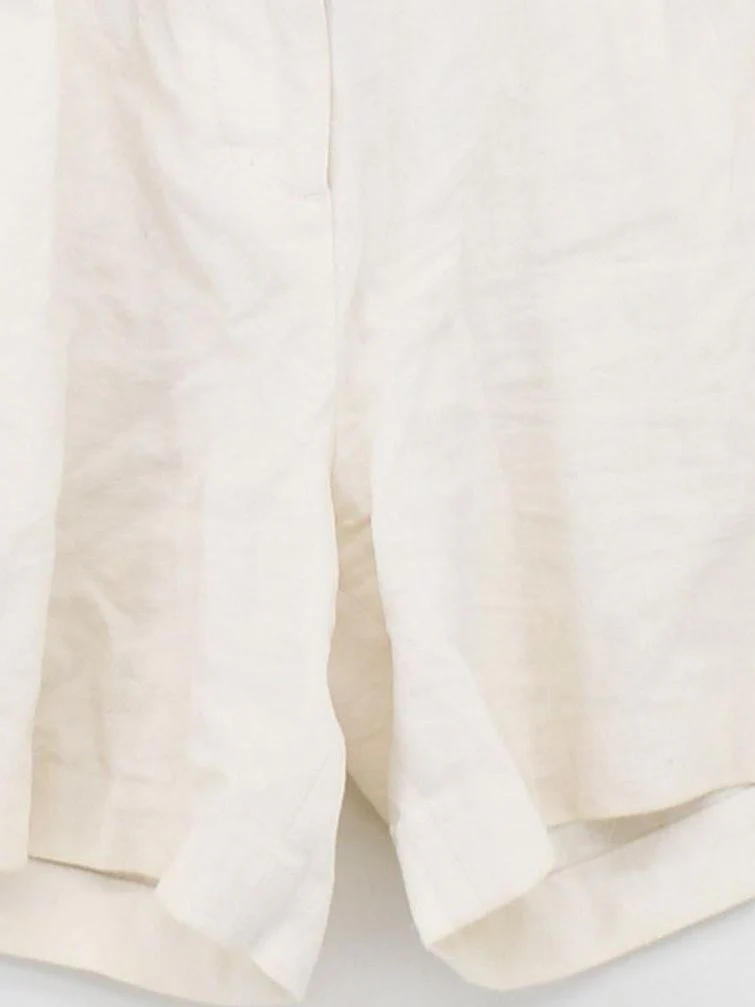 & Other Stories Women's Shorts UK 6 Cream Linen with Cotton Mom - Image 4