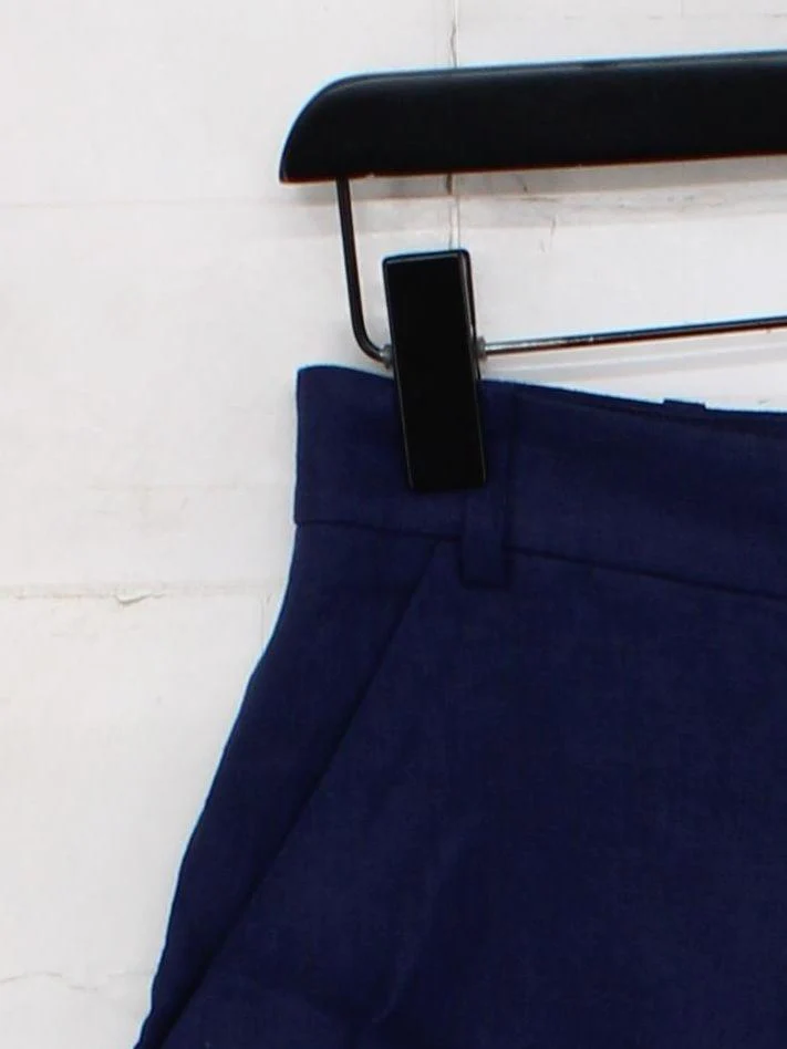 & Other Stories Women's Shorts UK 8 Blue Linen with Viscose Cut-Off - Image 4