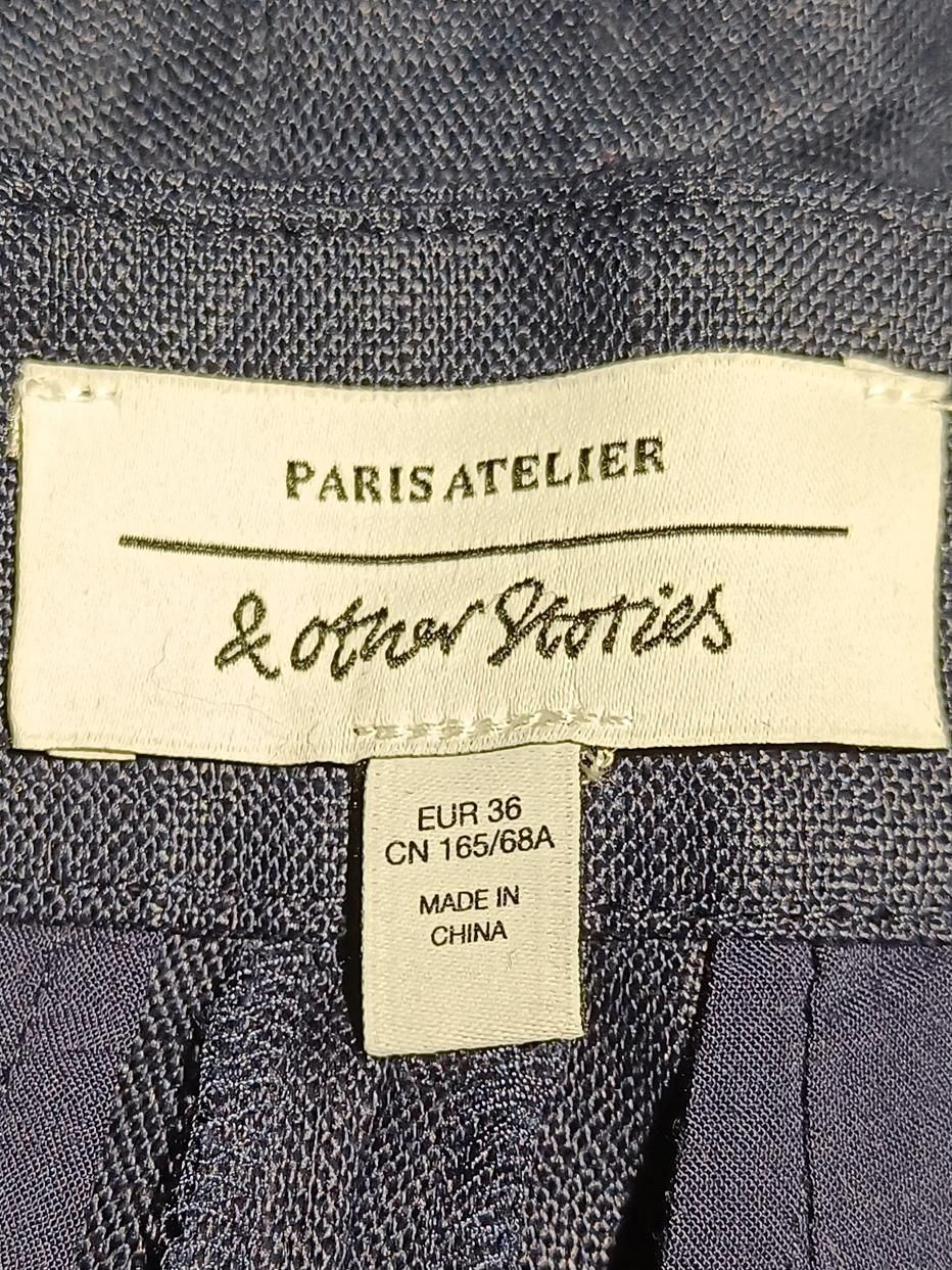& Other Stories Women's Shorts UK 8 Blue Linen with Viscose Cut-Off - Image 6