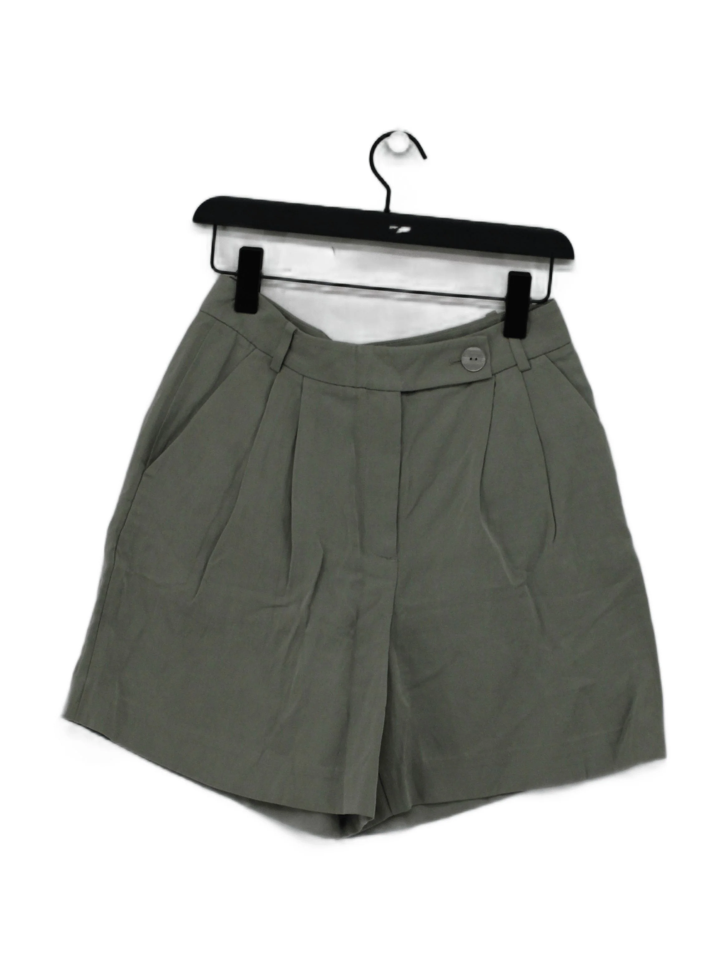 & Other Stories Women's Shorts UK 8 Green Lyocell Modal with Linen Mom