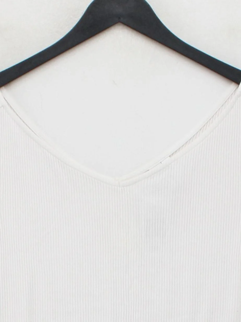 & Other Stories Women's T-Shirt UK 10 White Viscose with Elastane Basic - Image 3
