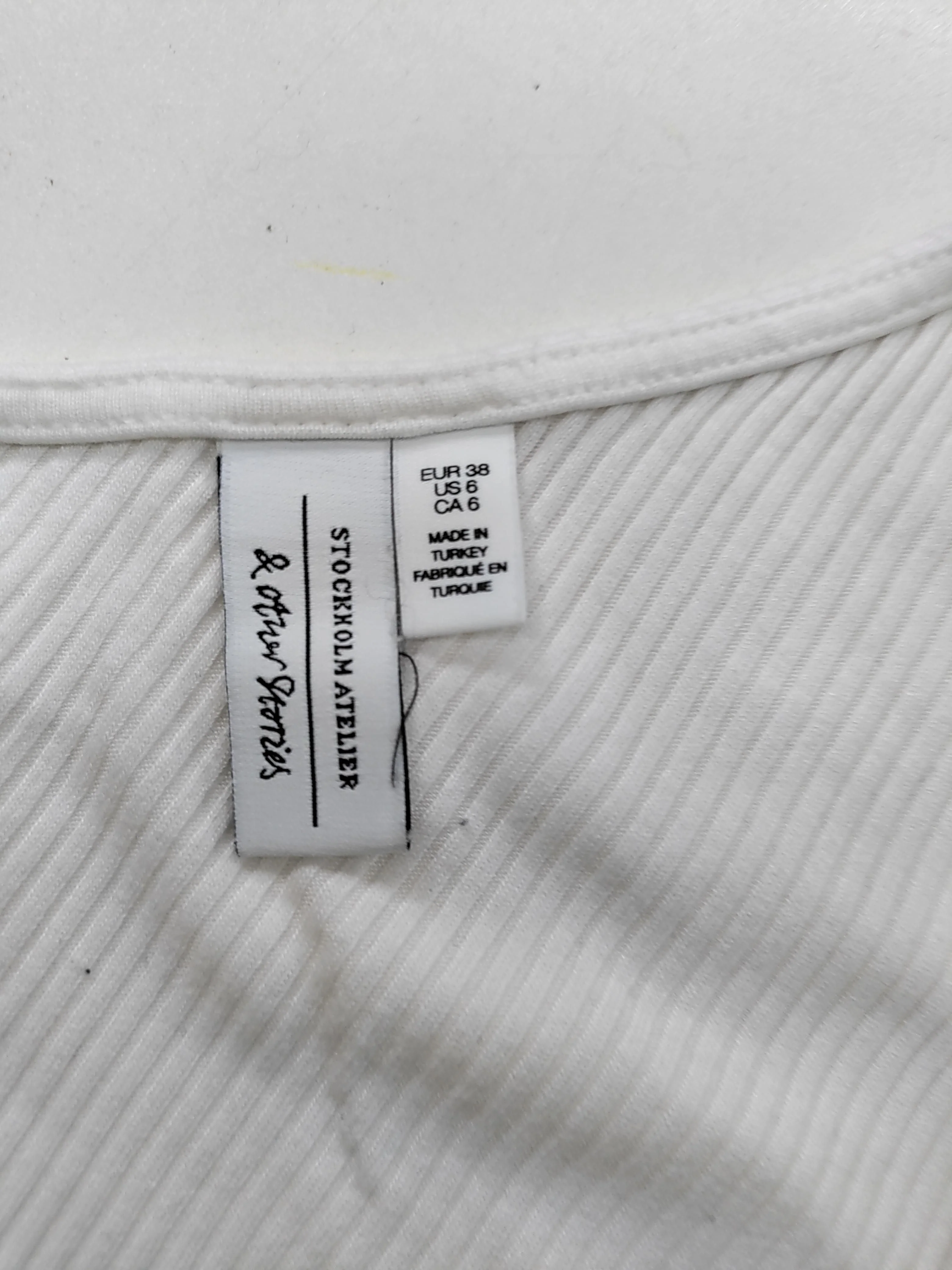 & Other Stories Women's T-Shirt UK 10 White Viscose with Elastane Basic - Image 6