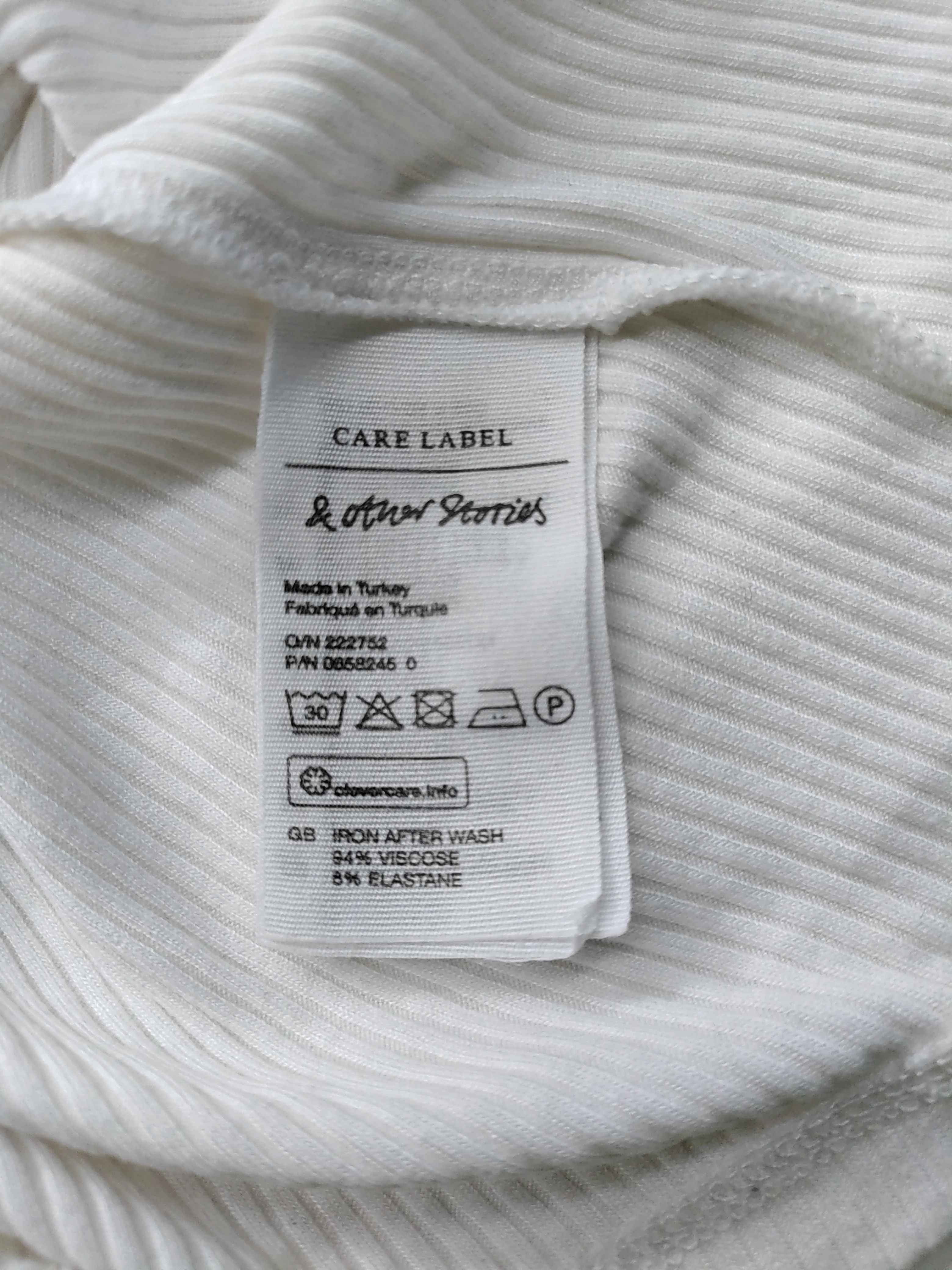 & Other Stories Women's T-Shirt UK 10 White Viscose with Elastane Basic - Image 7