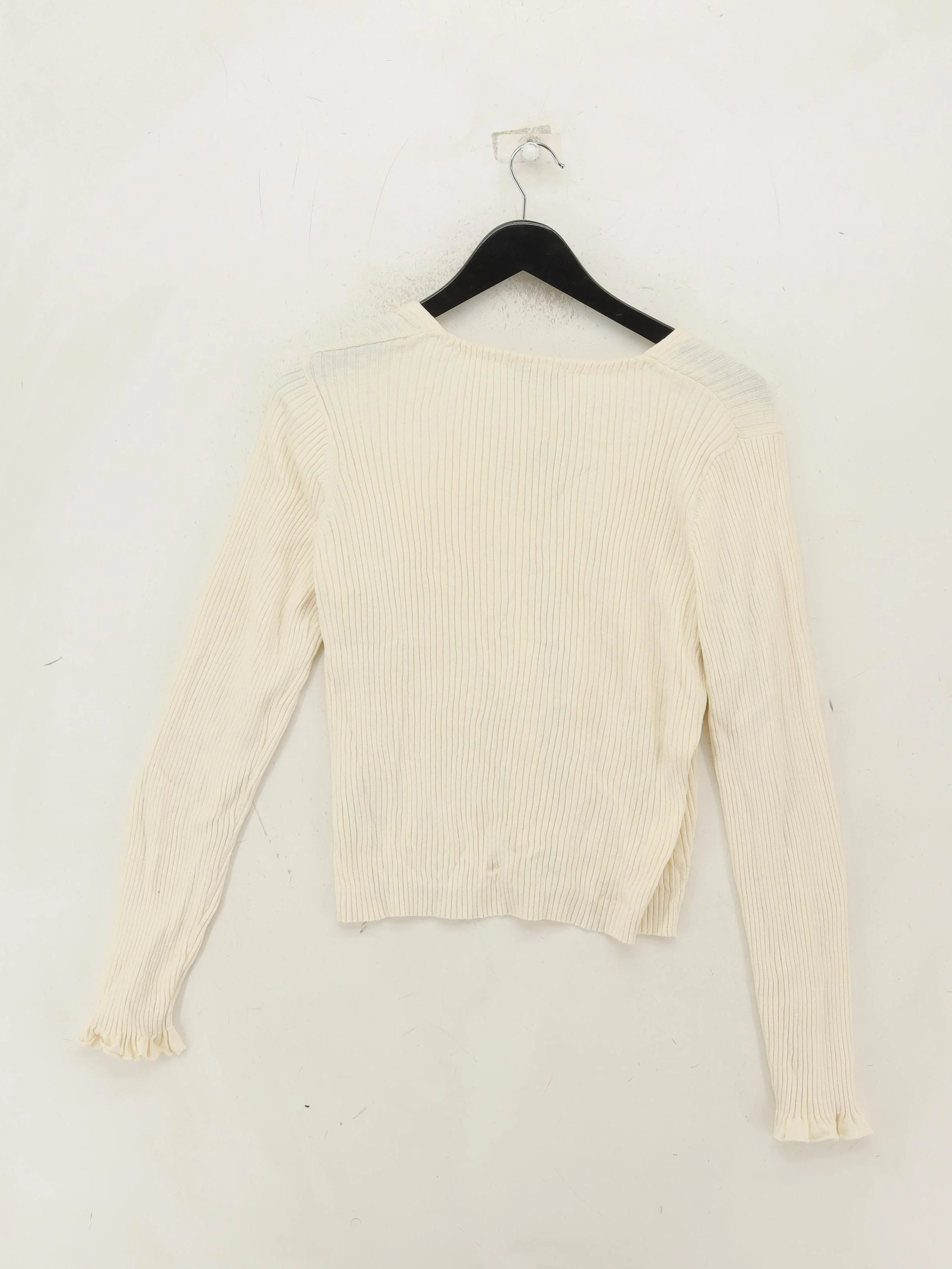 & Other Stories Women's Top L Cream 100% Cotton Long Sleeve V-Neck Basic - Image 2