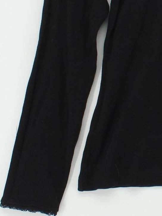 & Other Stories Women's Top M Black 100% Cotton Long Sleeve V-Neck Basic - Image 4