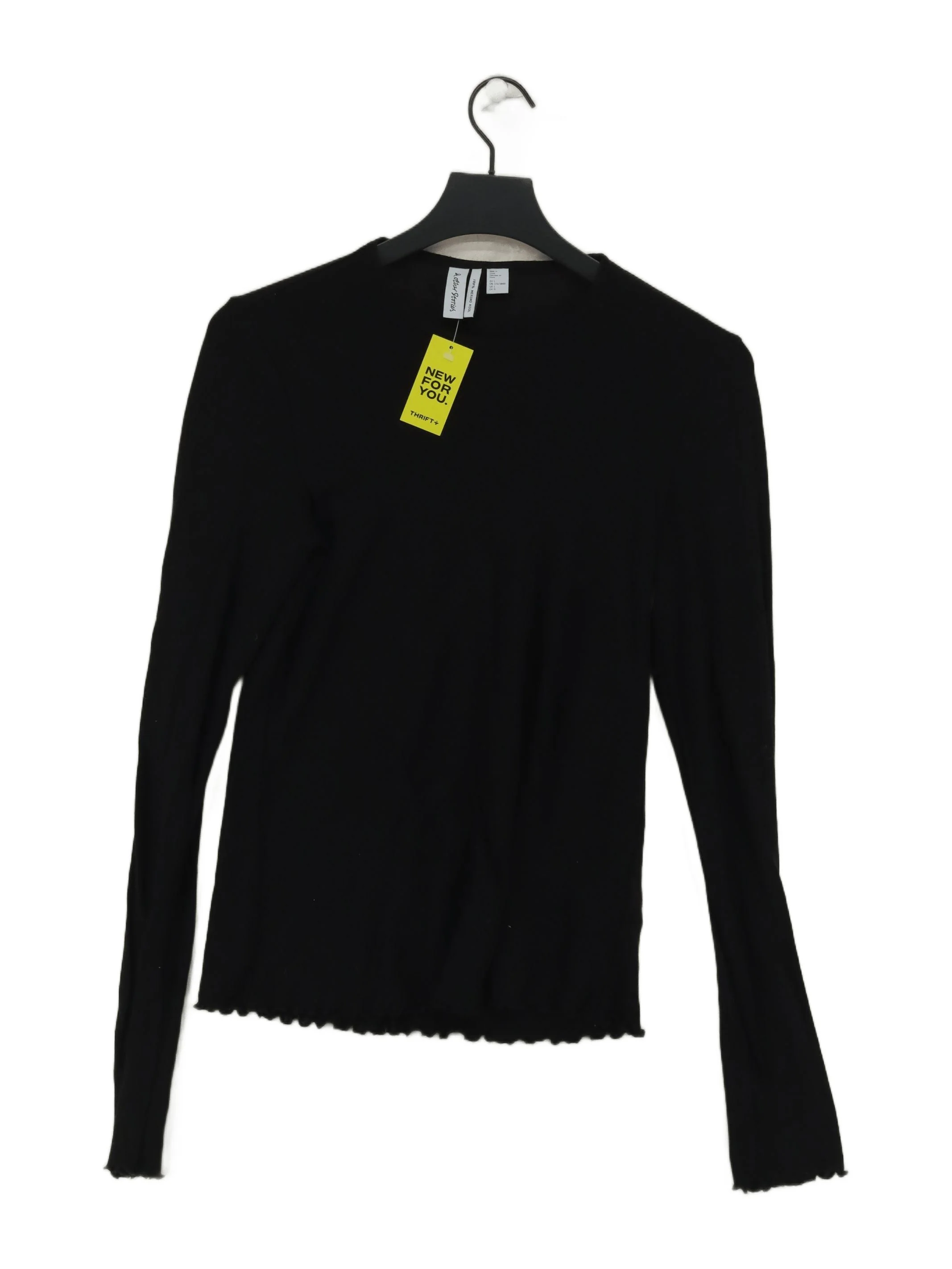 & Other Stories Women's Top M Black 100% Wool Long Sleeve Round Neck Basic