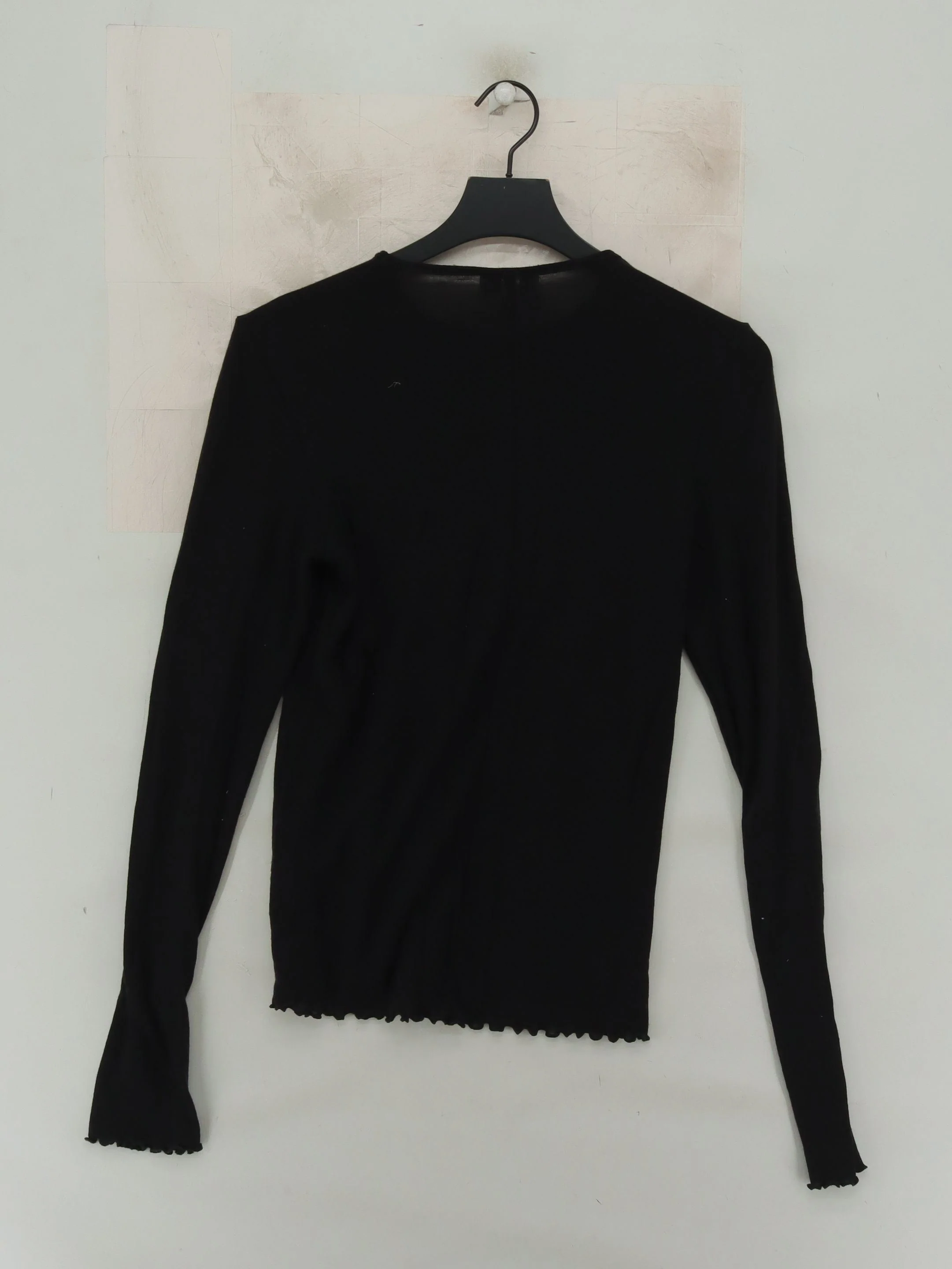 & Other Stories Women's Top M Black 100% Wool Long Sleeve Round Neck Basic - Image 2