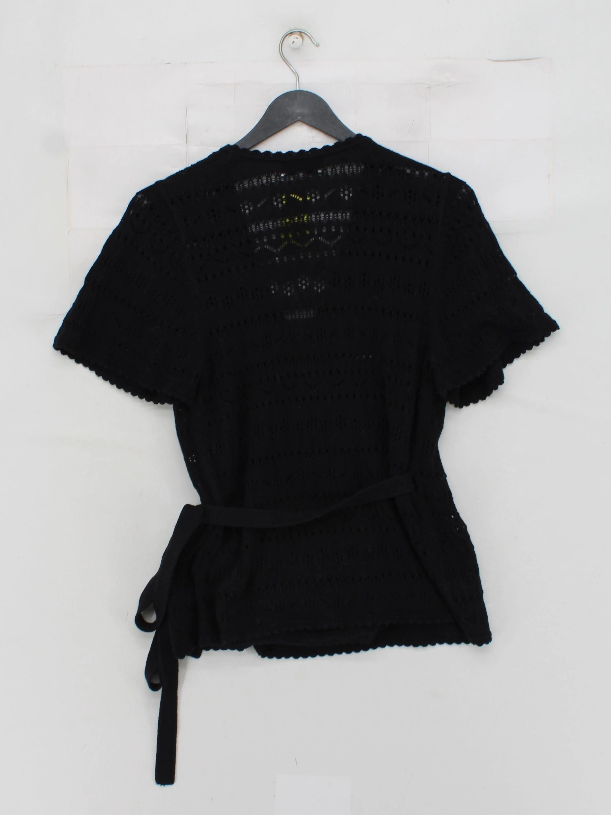 & Other Stories Women's Top S Black 100% Cotton Short Sleeve V-Neck Basic - Image 2