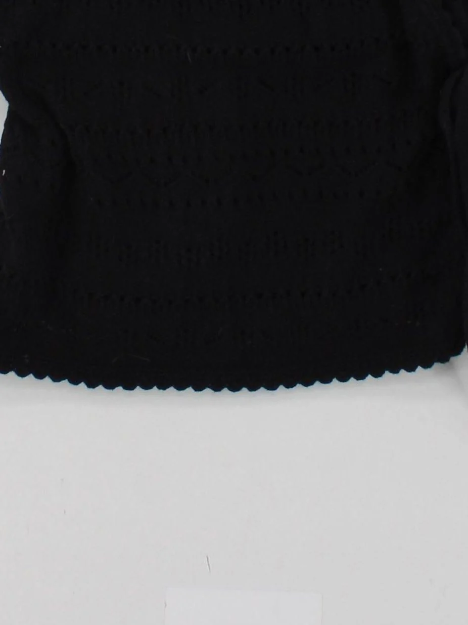 & Other Stories Women's Top S Black 100% Cotton Short Sleeve V-Neck Basic - Image 4