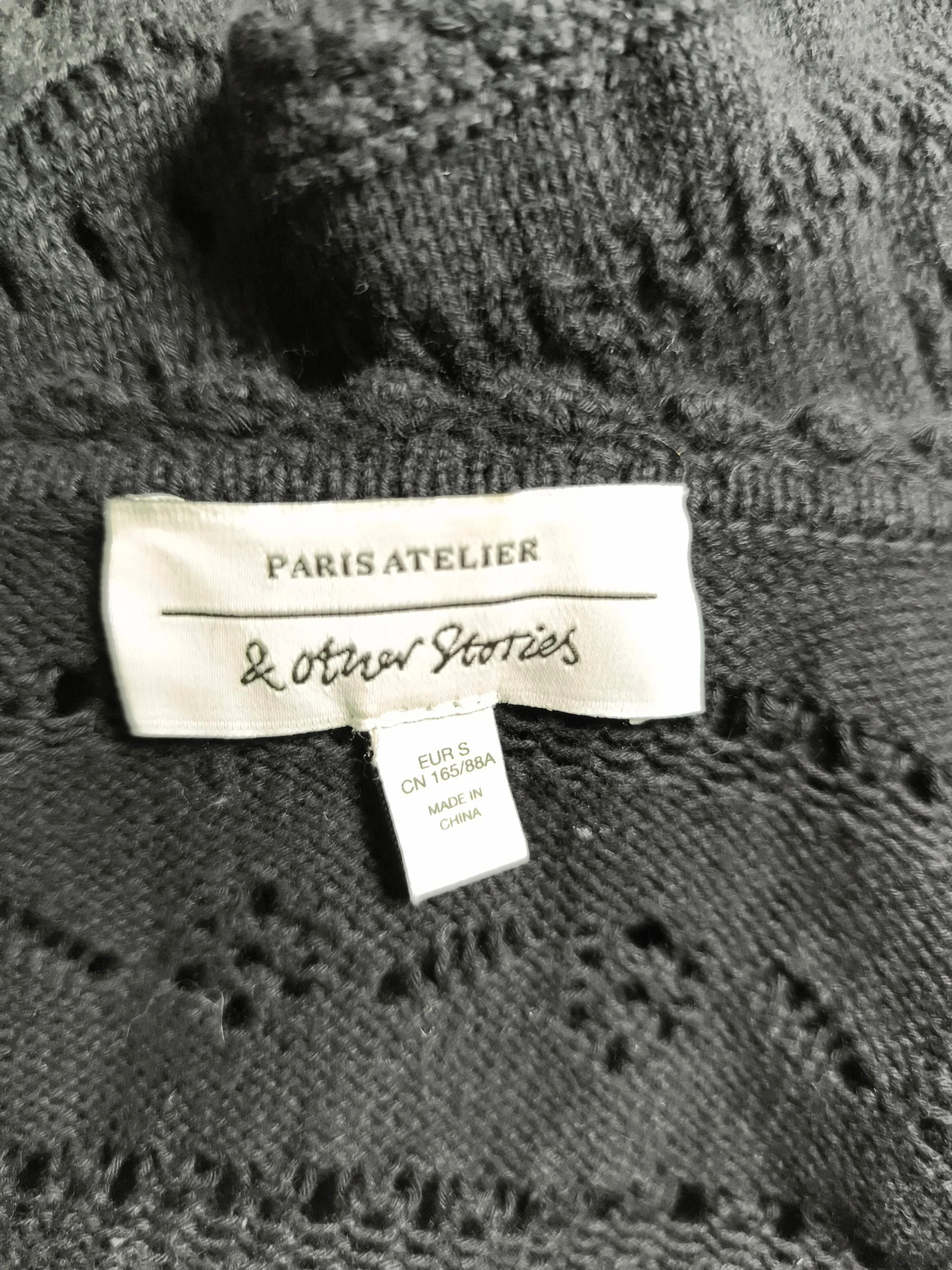 & Other Stories Women's Top S Black 100% Cotton Short Sleeve V-Neck Basic - Image 5