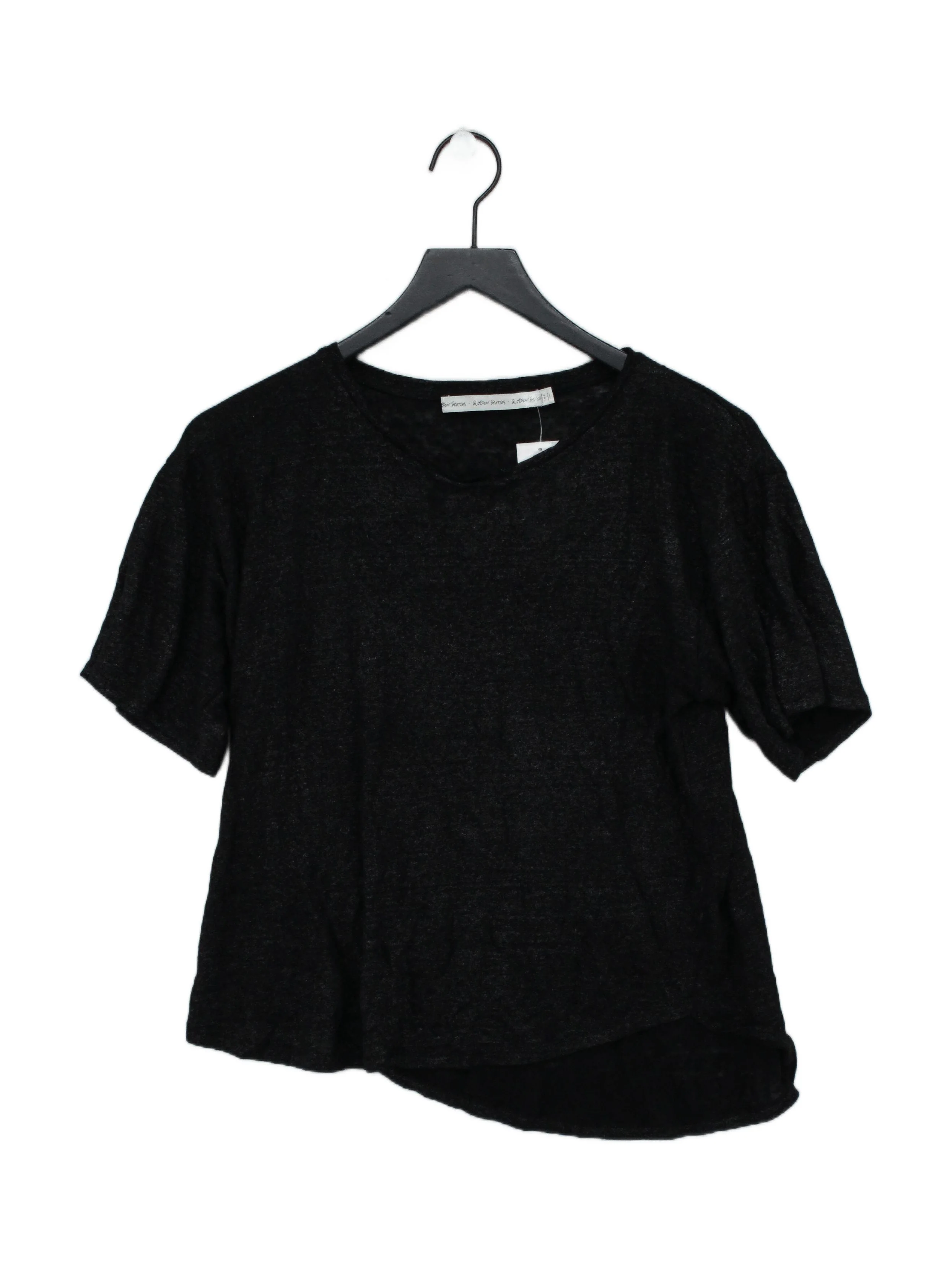 & Other Stories Women's Top S Black 100% Other Short Sleeve Round Neck Basic