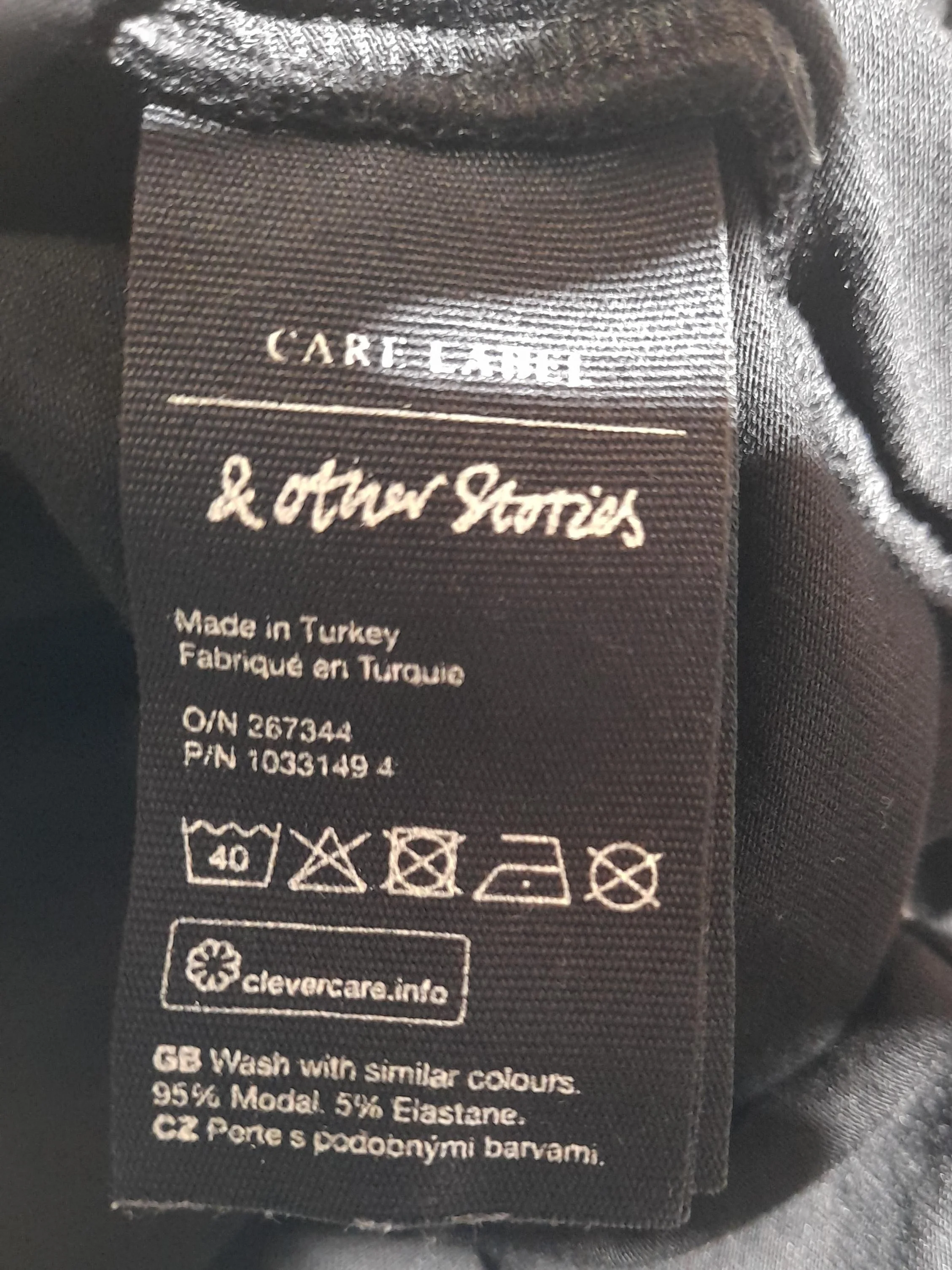 & Other Stories Women's Top S Black Lyocell Modal with Elastane Basic - Image 6