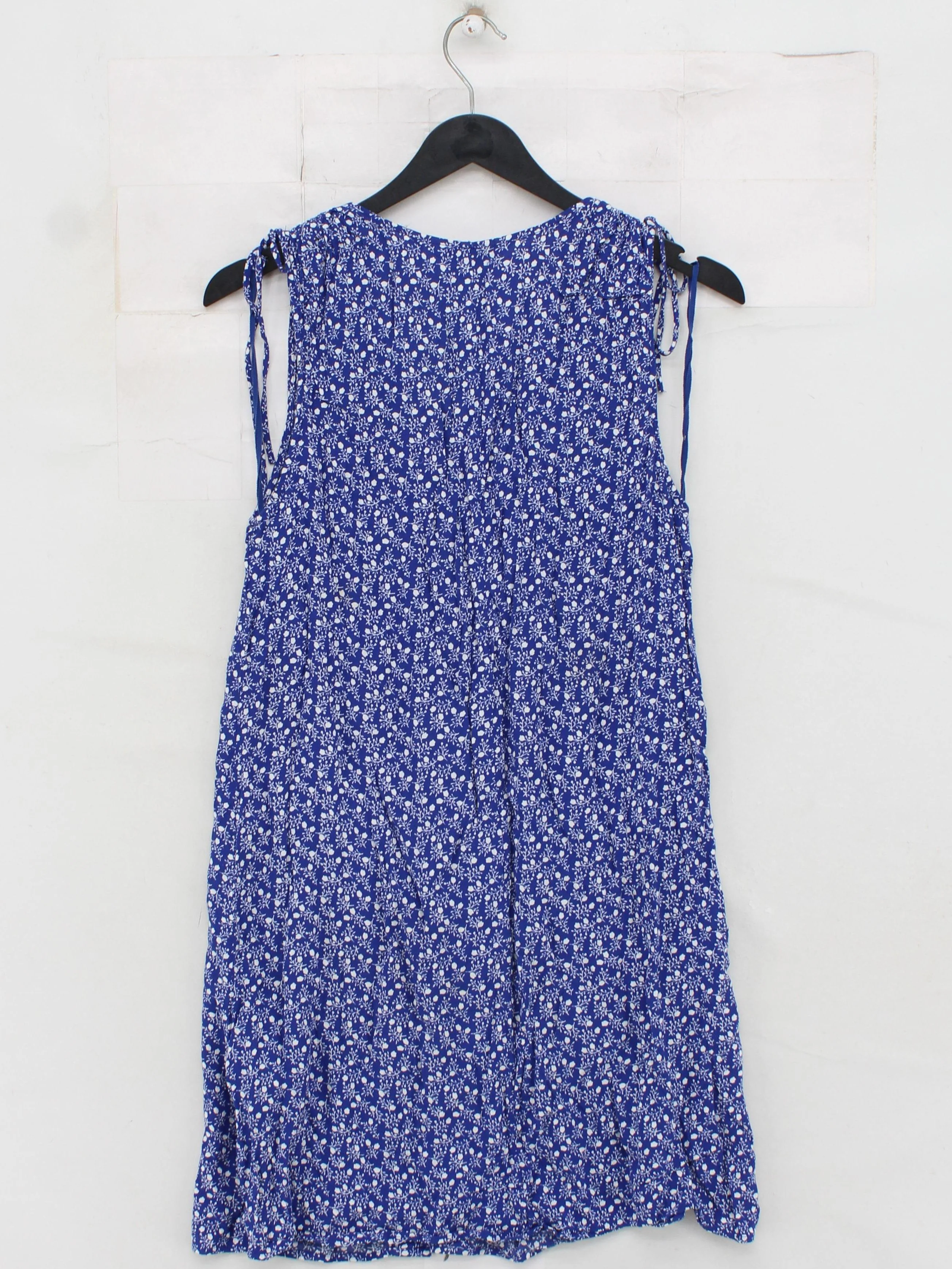 & Other Stories Women's Top S Blue Floral 100% Viscose Sleeveless V-Neck Basic - Image 2
