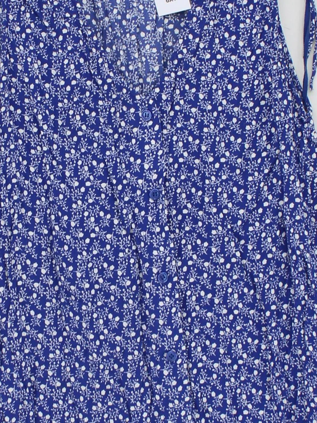 & Other Stories Women's Top S Blue Floral 100% Viscose Sleeveless V-Neck Basic - Image 3