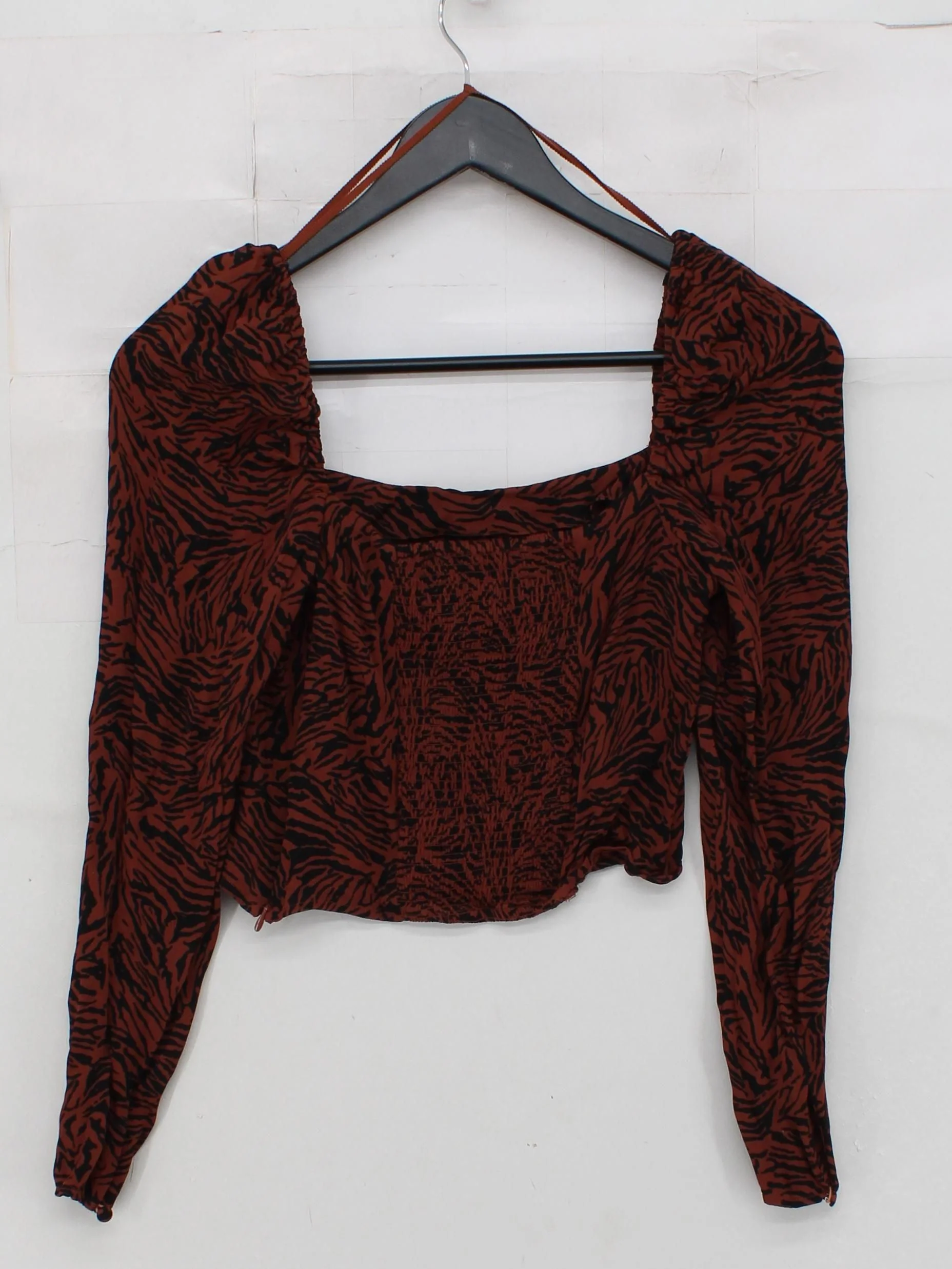 & Other Stories Women's Top S Brown 100% Viscose Cropped - Image 2
