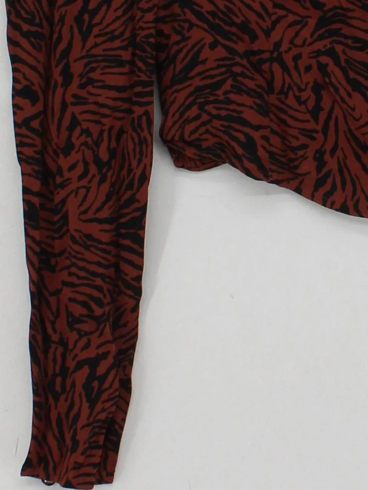 & Other Stories Women's Top S Brown 100% Viscose Cropped - Image 4