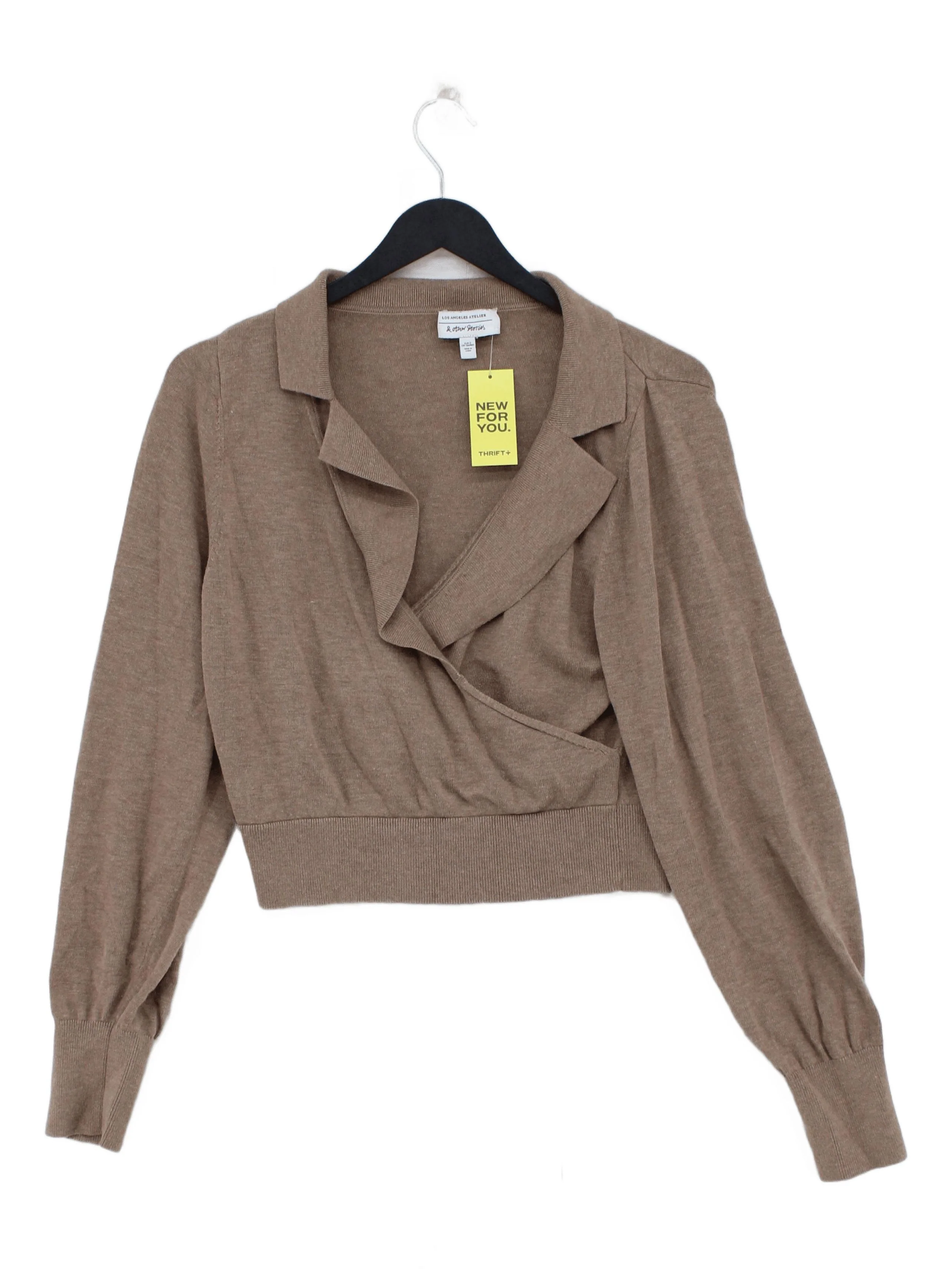 & Other Stories Women's Top S Brown Rayon with Polyamide, Silk, Wool Basic