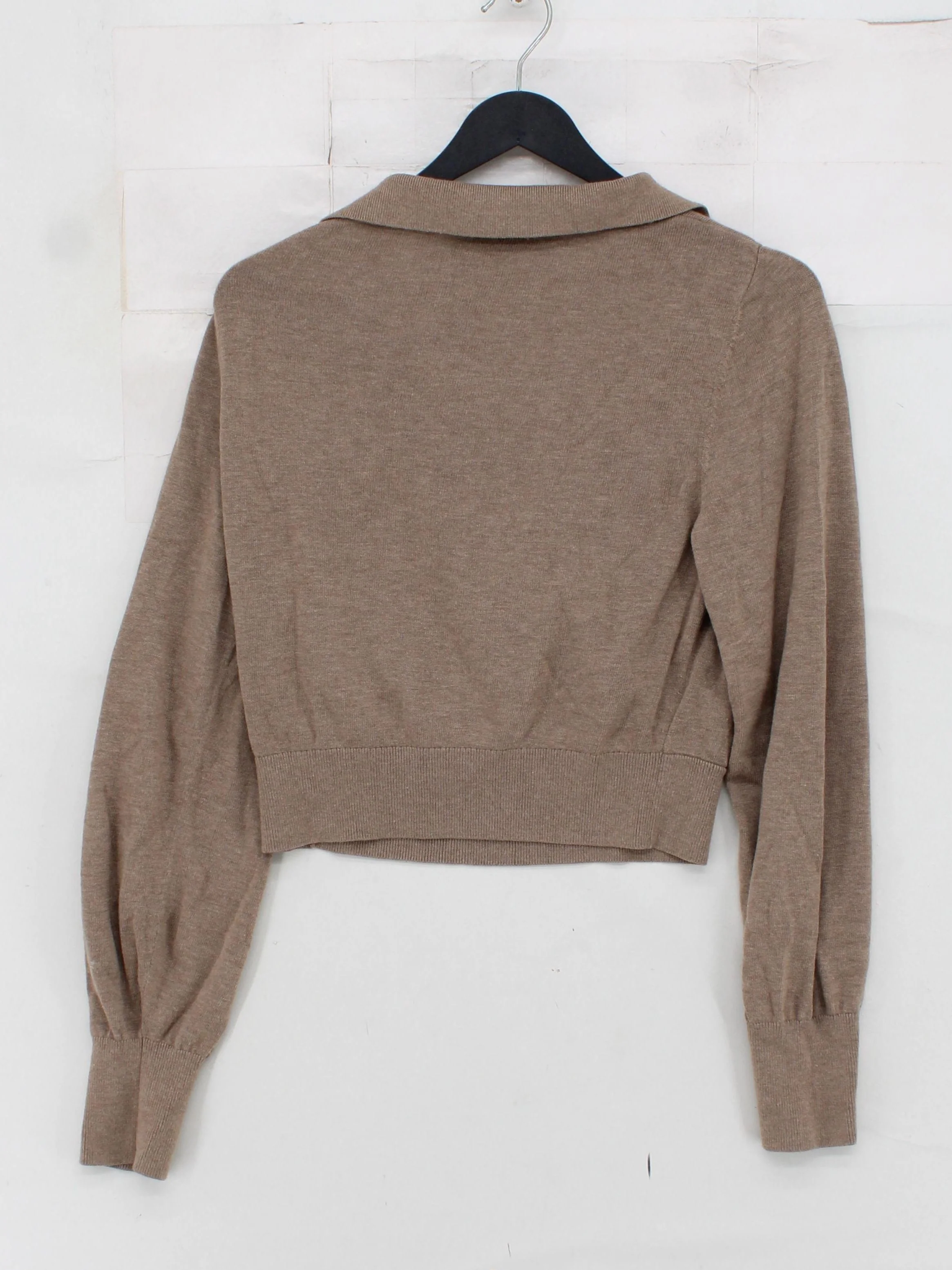 & Other Stories Women's Top S Brown Rayon with Polyamide, Silk, Wool Basic - Image 2