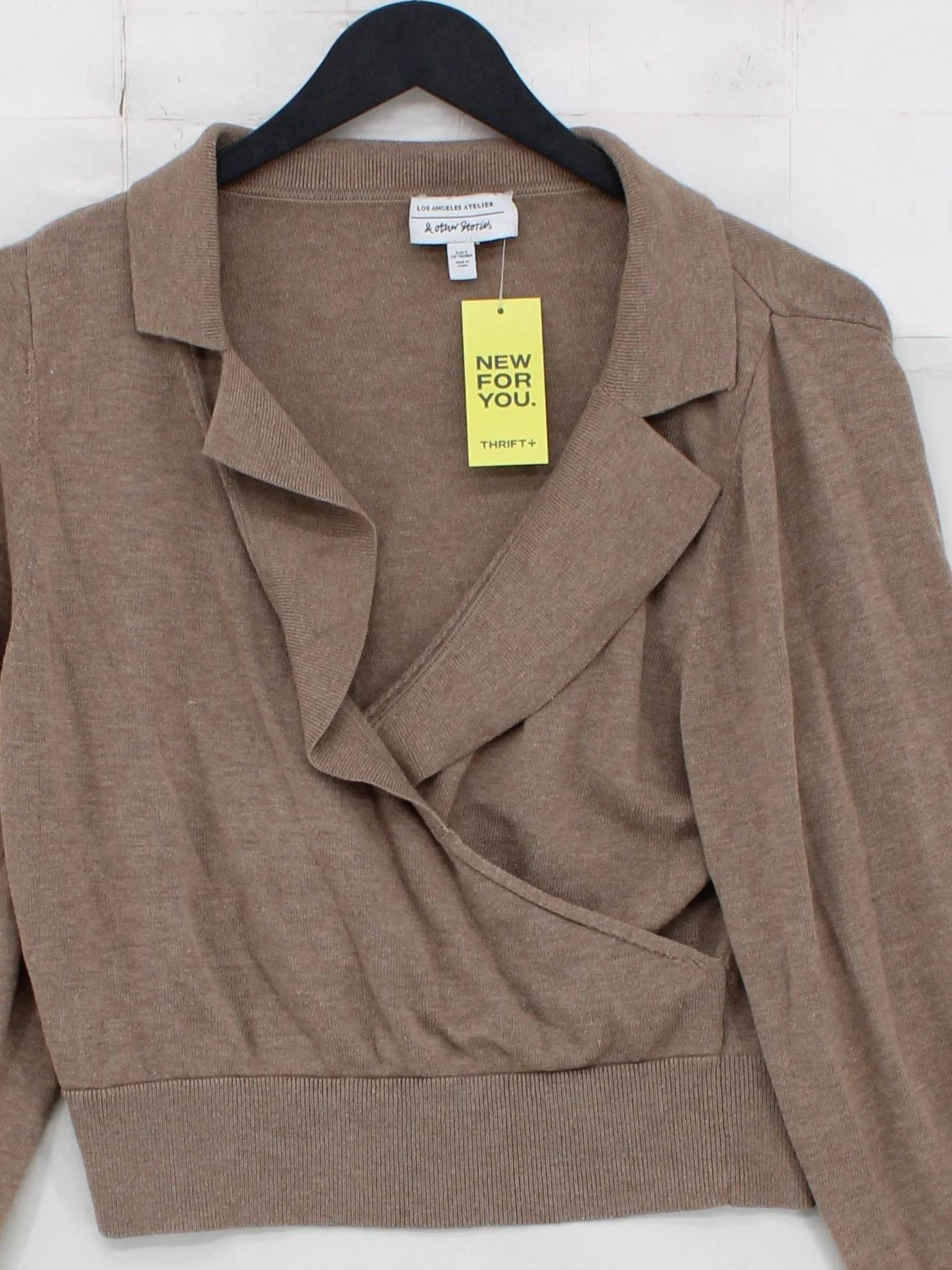 & Other Stories Women's Top S Brown Rayon with Polyamide, Silk, Wool Basic - Image 3