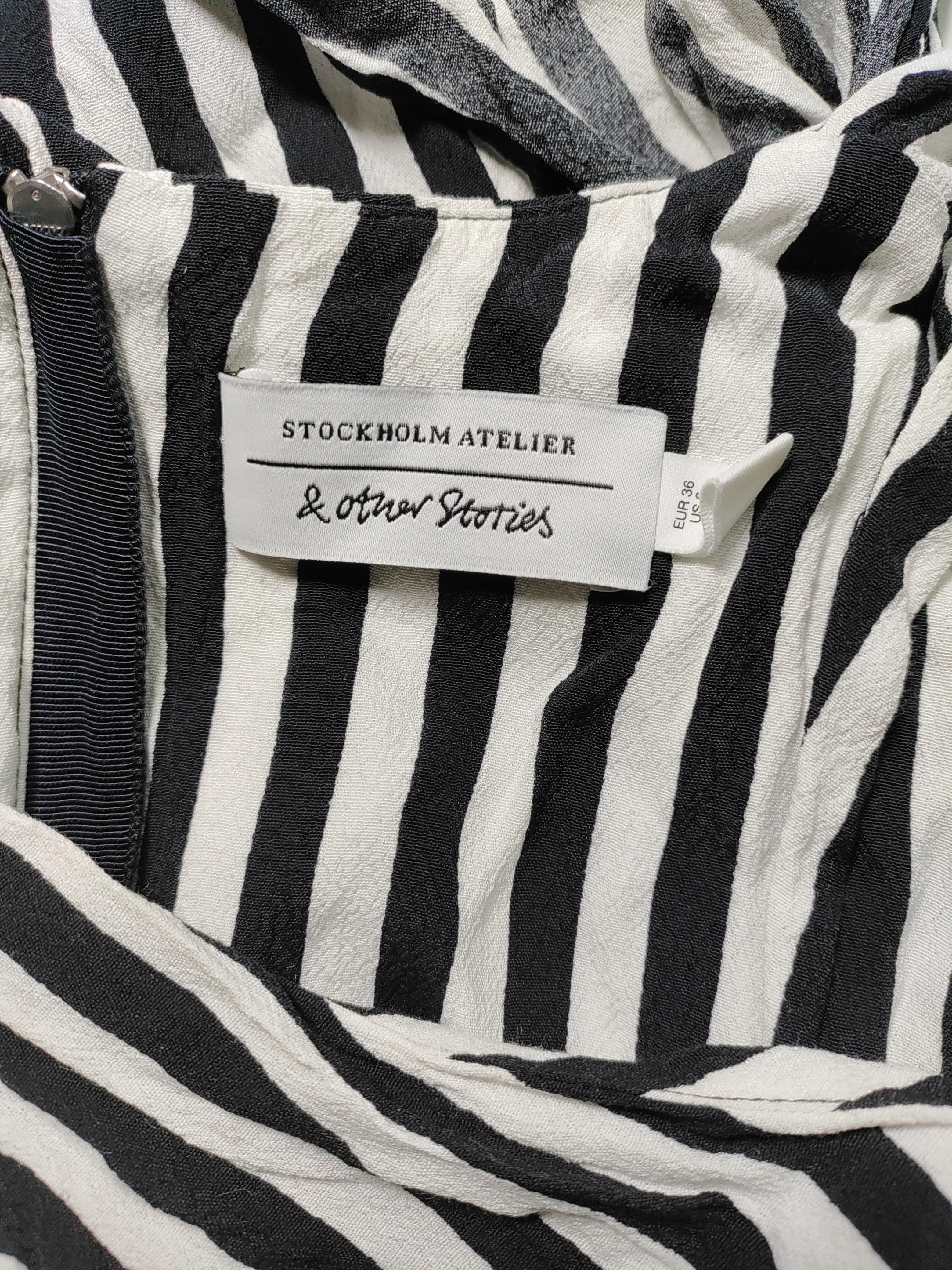 & Other Stories Women's Top S Multi Striped 100% Viscose Sleeveless V-Neck Basic - Image 5