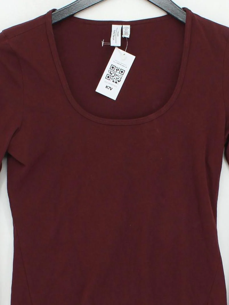 & Other Stories Women's Top S Red Cotton with Elastane Basic - Image 3
