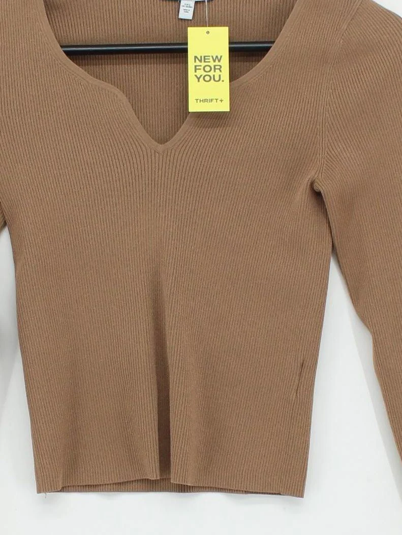 & Other Stories Women's Top S Tan Acetate with Polyamide, Elastane Basic - Image 3