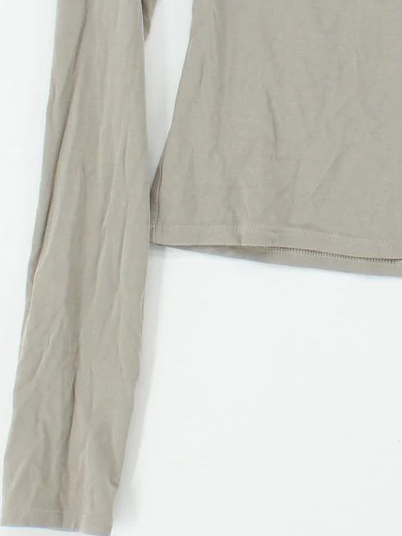 & Other Stories Women's Top S Tan Viscose with Elastane Long Sleeve V-Neck Basic - Image 4
