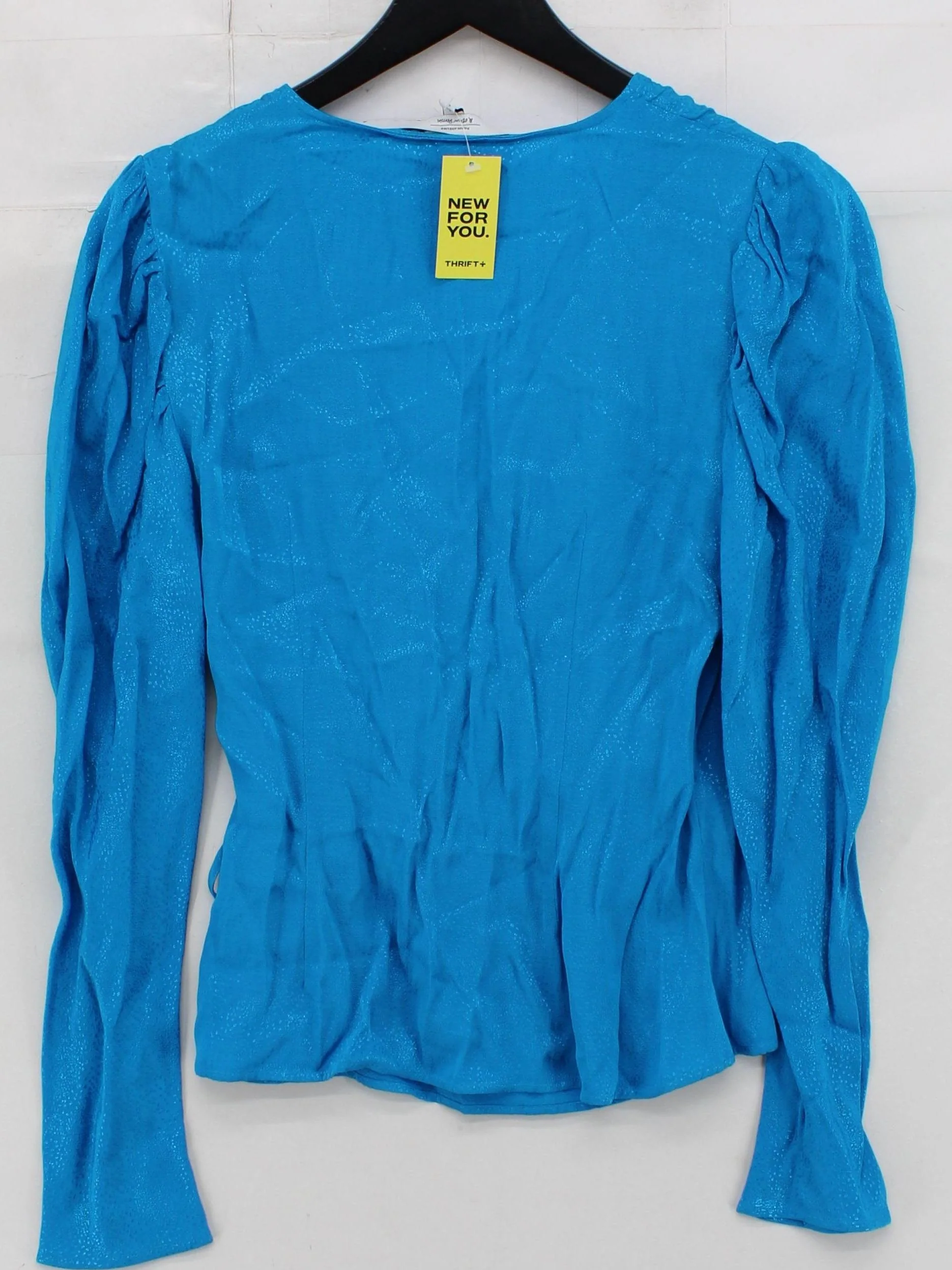 & Other Stories Women's Top UK 14 Blue 100% Viscose Long Sleeve V-Neck Basic - Image 2