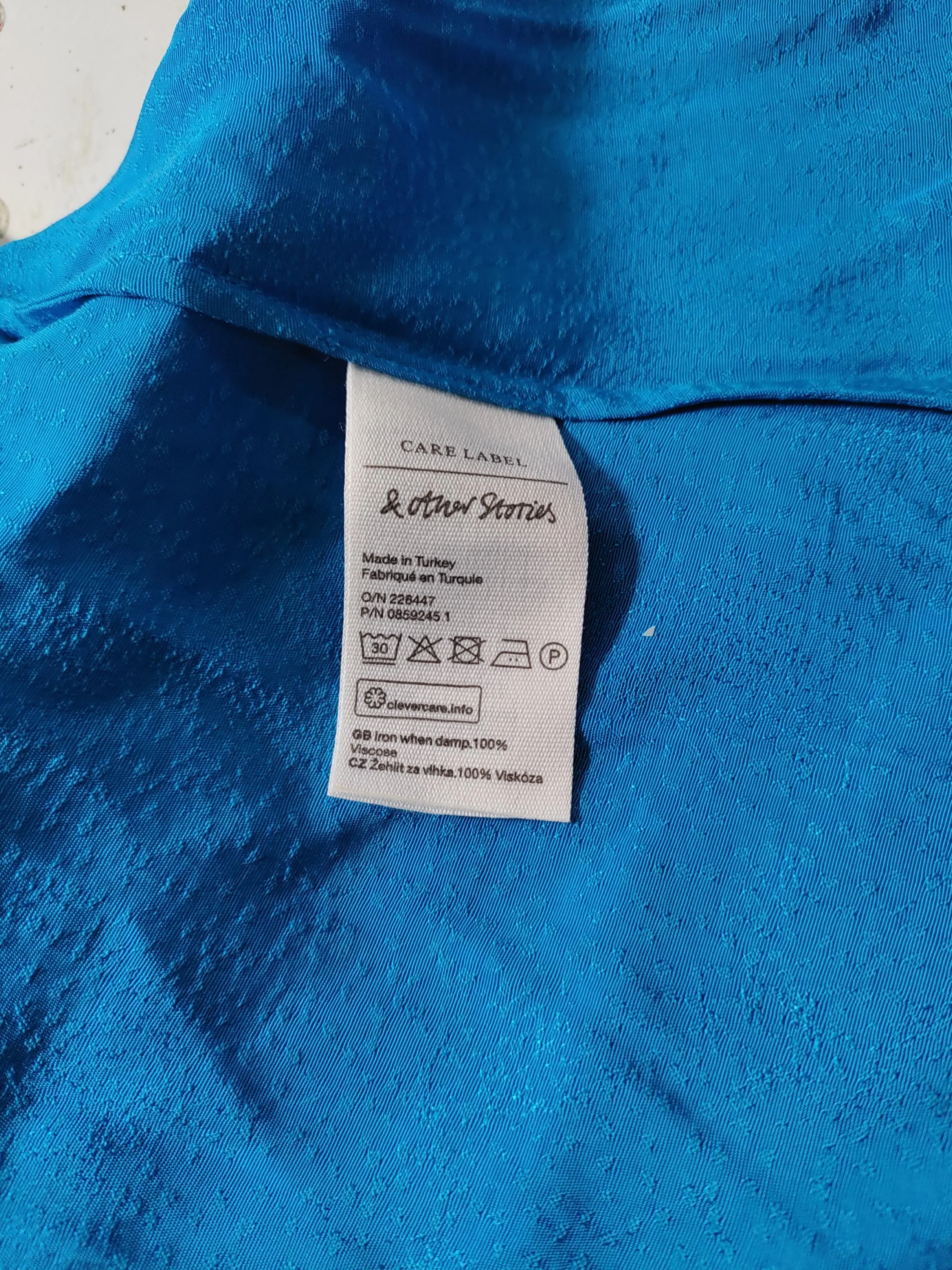 & Other Stories Women's Top UK 14 Blue 100% Viscose Long Sleeve V-Neck Basic - Image 6