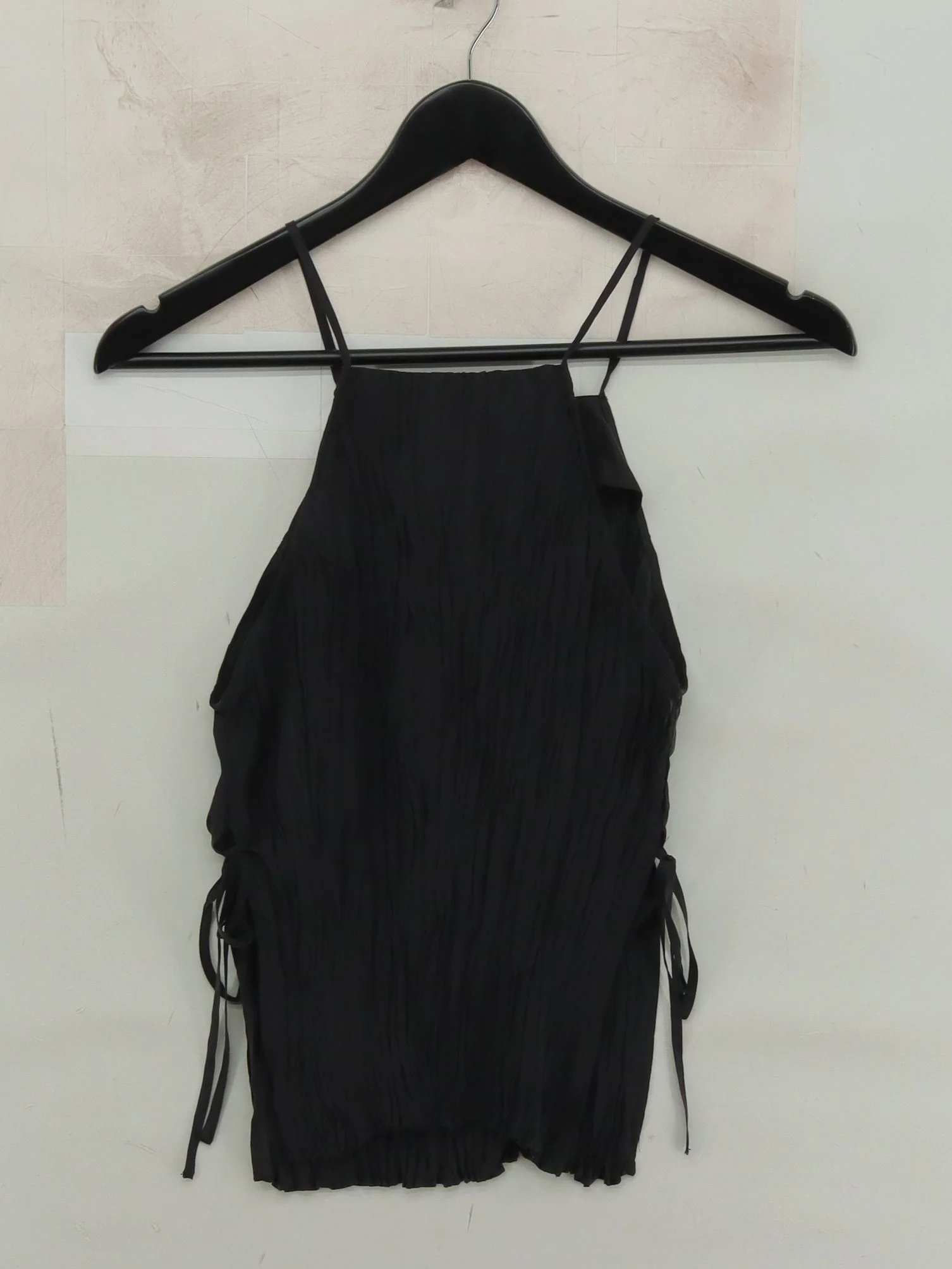 & Other Stories Women's Top UK 8 Black 100% Silk Sleeveless Round Neck Basic - Image 2